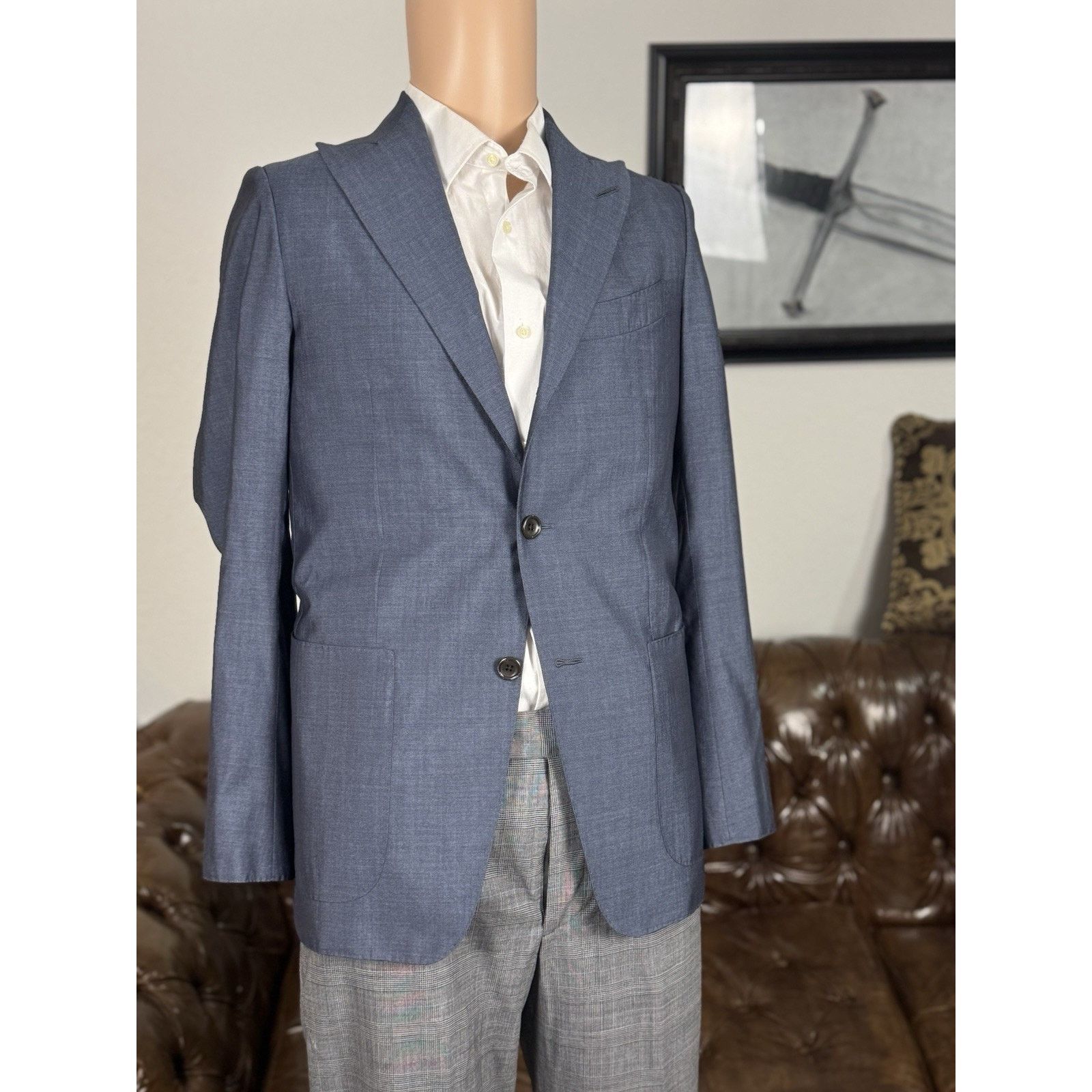 Tom Ford Tom Ford Wool Silk Sport Jacket Blue Peak Lapel 48 IT/ 38 US Size 38S - 4 Thumbnail