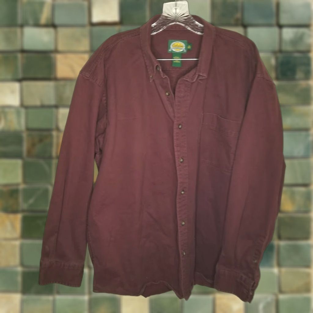 Vintage Cabela's Shirt Men XL Long Sleeve Button-Up Maroon Heavy Duty Regular Size XL Mens Shirt Size US XL / EU 56 / 4 - 1 Thumbnail