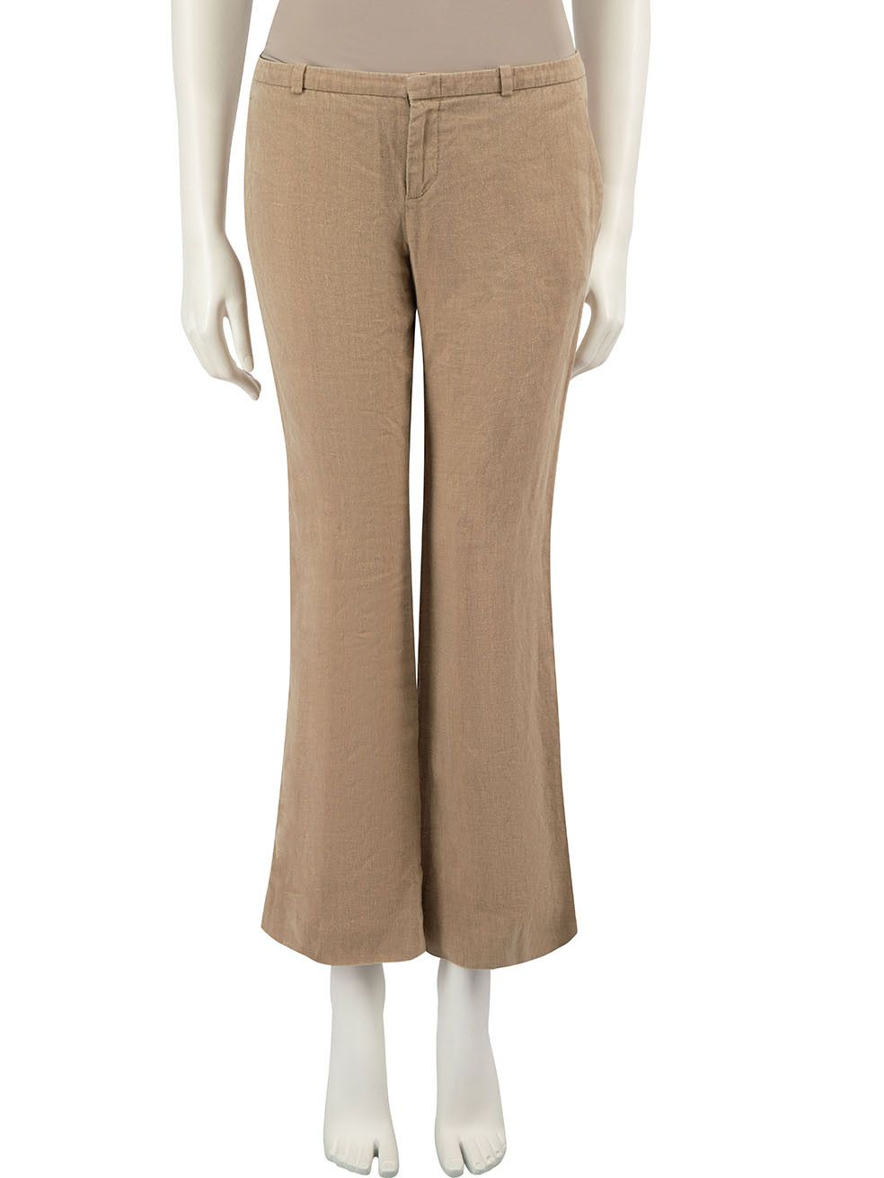 image of Gucci Beige Mid Rise Straight Leg Trousers, Women's (Size 27)