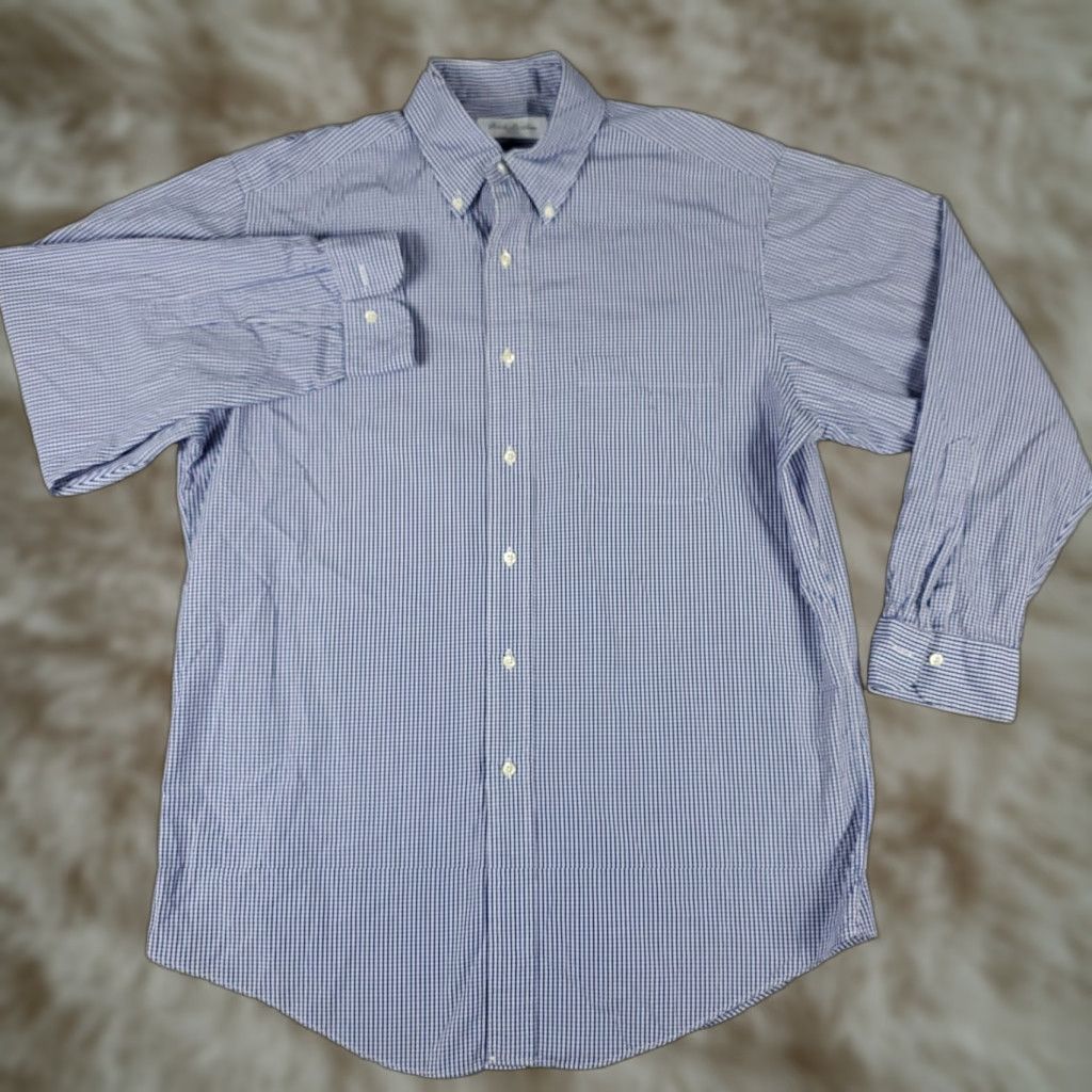 Brooks Brothers Brooks Brothers Shirt Mens 16 Blue Check Dress Button Up Long Sleeve Size 42R - 1 Thumbnail
