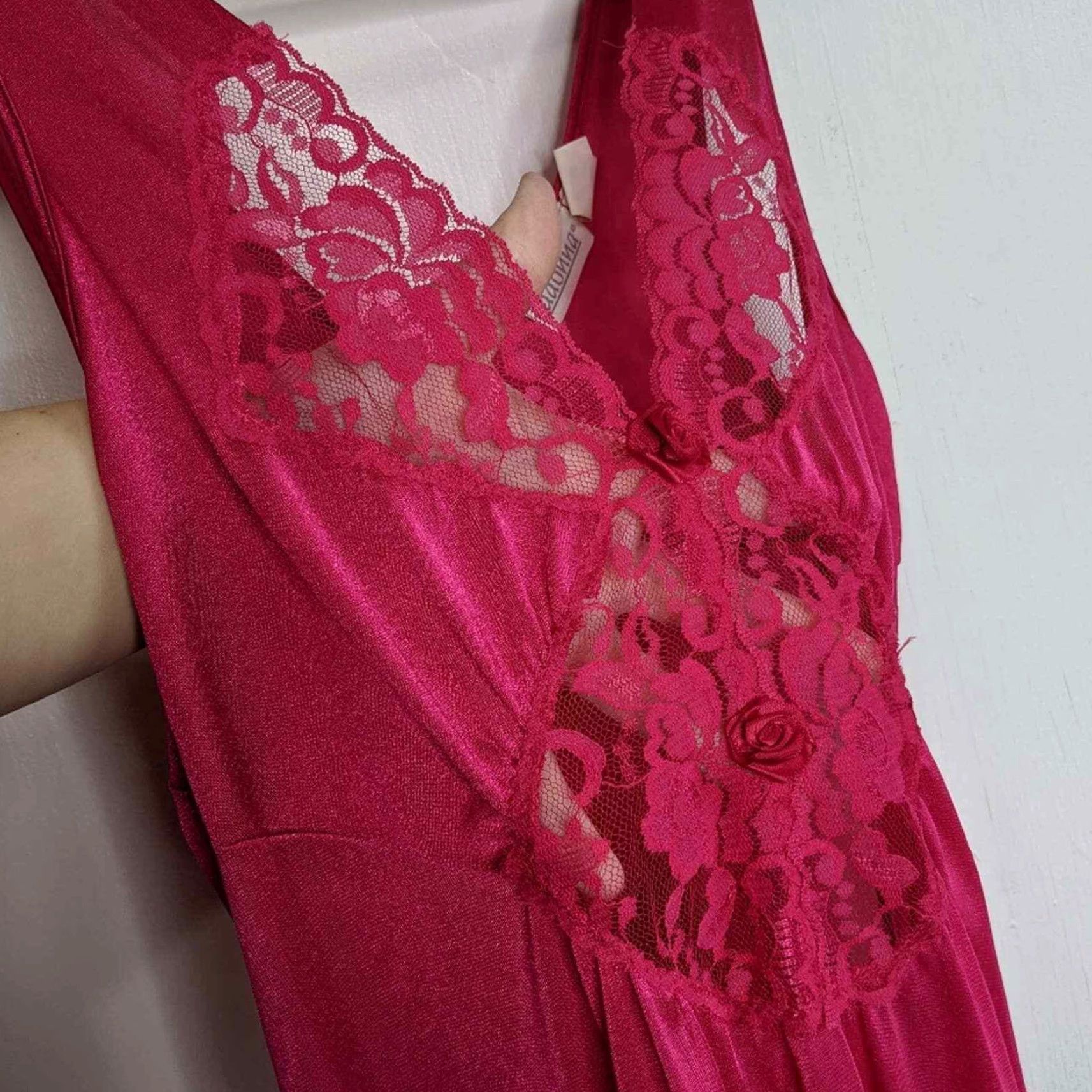 Vintage VINTAGE Adonna Dress Pink M Women Maxi Slip Lingerie Lace VTG Size M / US 6-8 / IT 42-44 - 3 Thumbnail