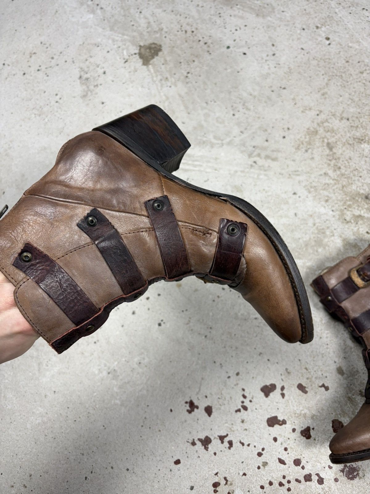 FREEBIRD Freebird by Steven Tate Stone Ankle Boots Buckle Leather Size US 7 / IT 37 - 6 Thumbnail