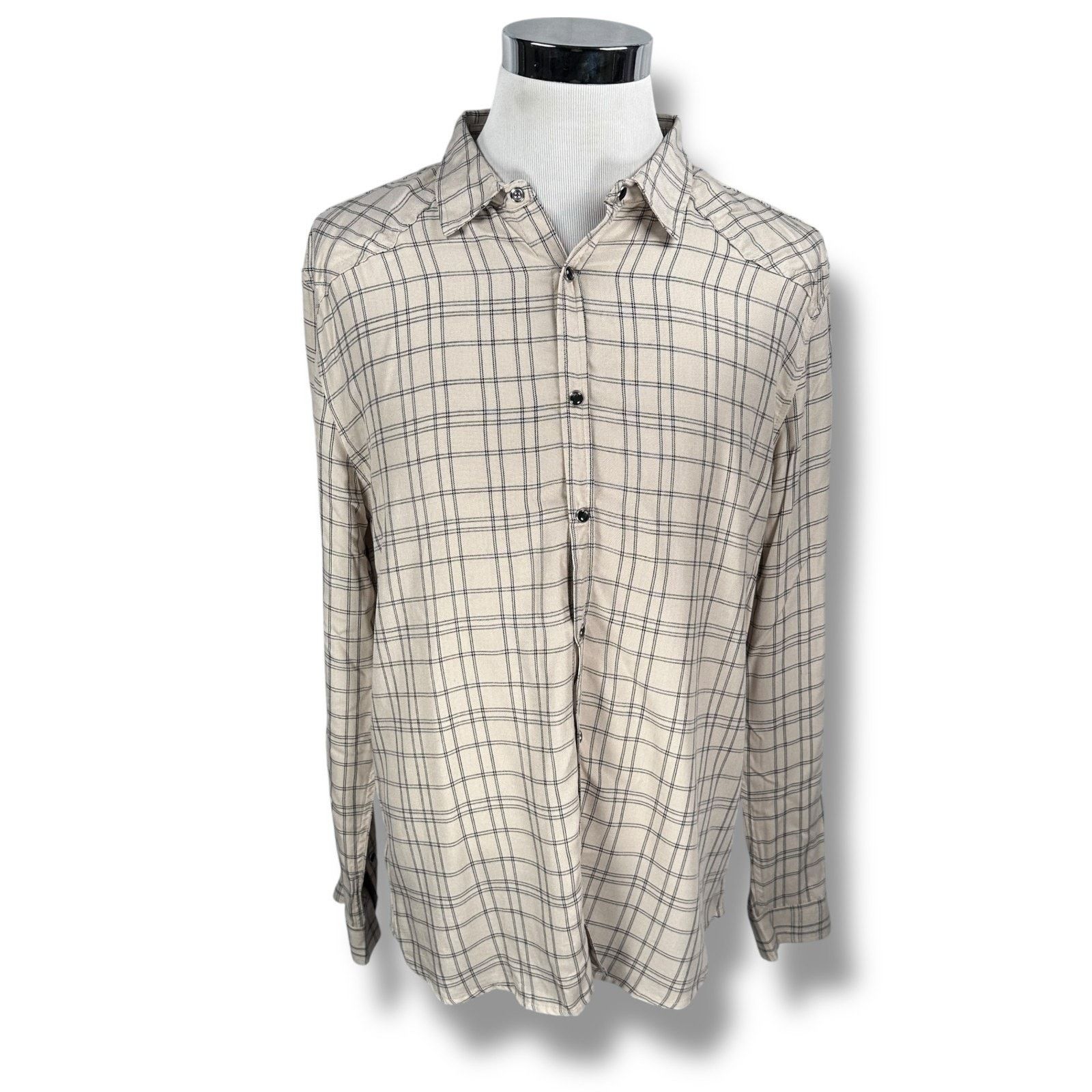 Other YoungLA Shirt Men’s XL Beige Checked Cowboy Cut Pearl Snap Size US XL / EU 56 / 4 - 1 Thumbnail