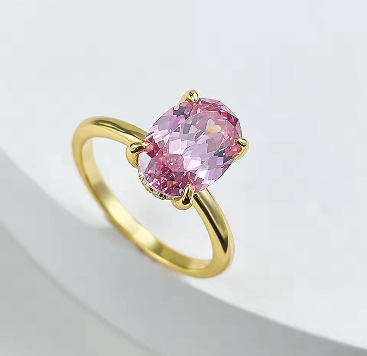 Other Elegant Pink Gemstone 14k Gold Ring! Size ONE SIZE - 2 Thumbnail