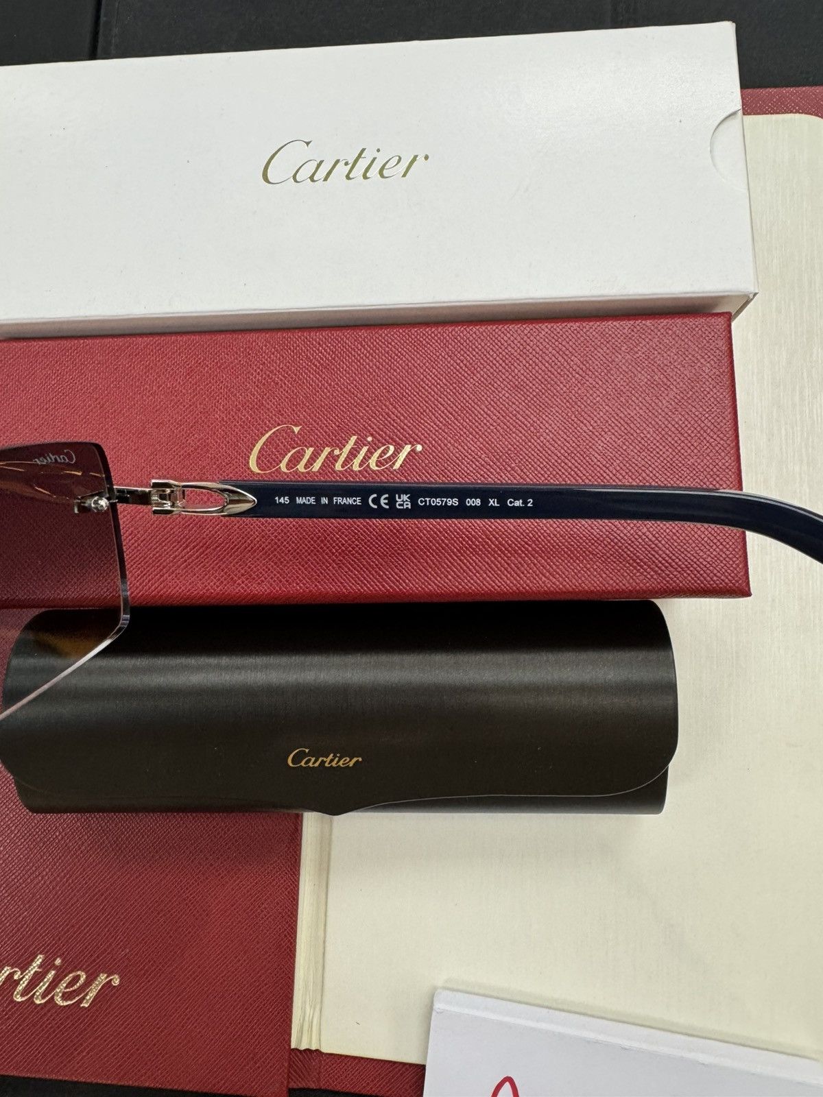 Cartier RARE Cartier Blue Acetate Sunglasses Platinum Rimless C Size ONE SIZE - 3 Thumbnail