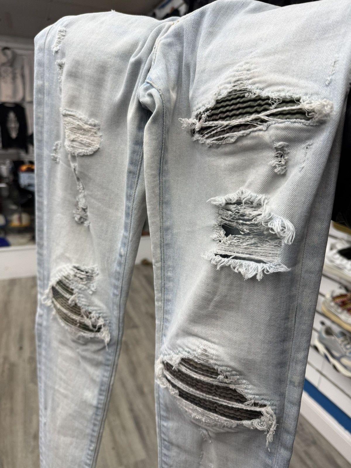 Amiri Amiri MX1 - Light Blue Wash (Camouflage Patched) Size US 31 - 2 Thumbnail