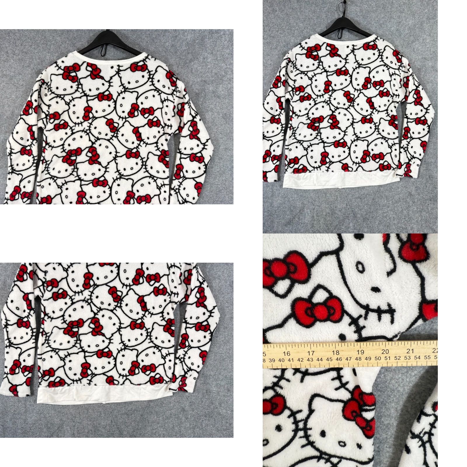 Vintage Hello Kitty Sanrio Sweatshirt Womens S White Red Fleece All Over Print Sleepwear Size S / US 4 / IT 40 - 8 Thumbnail