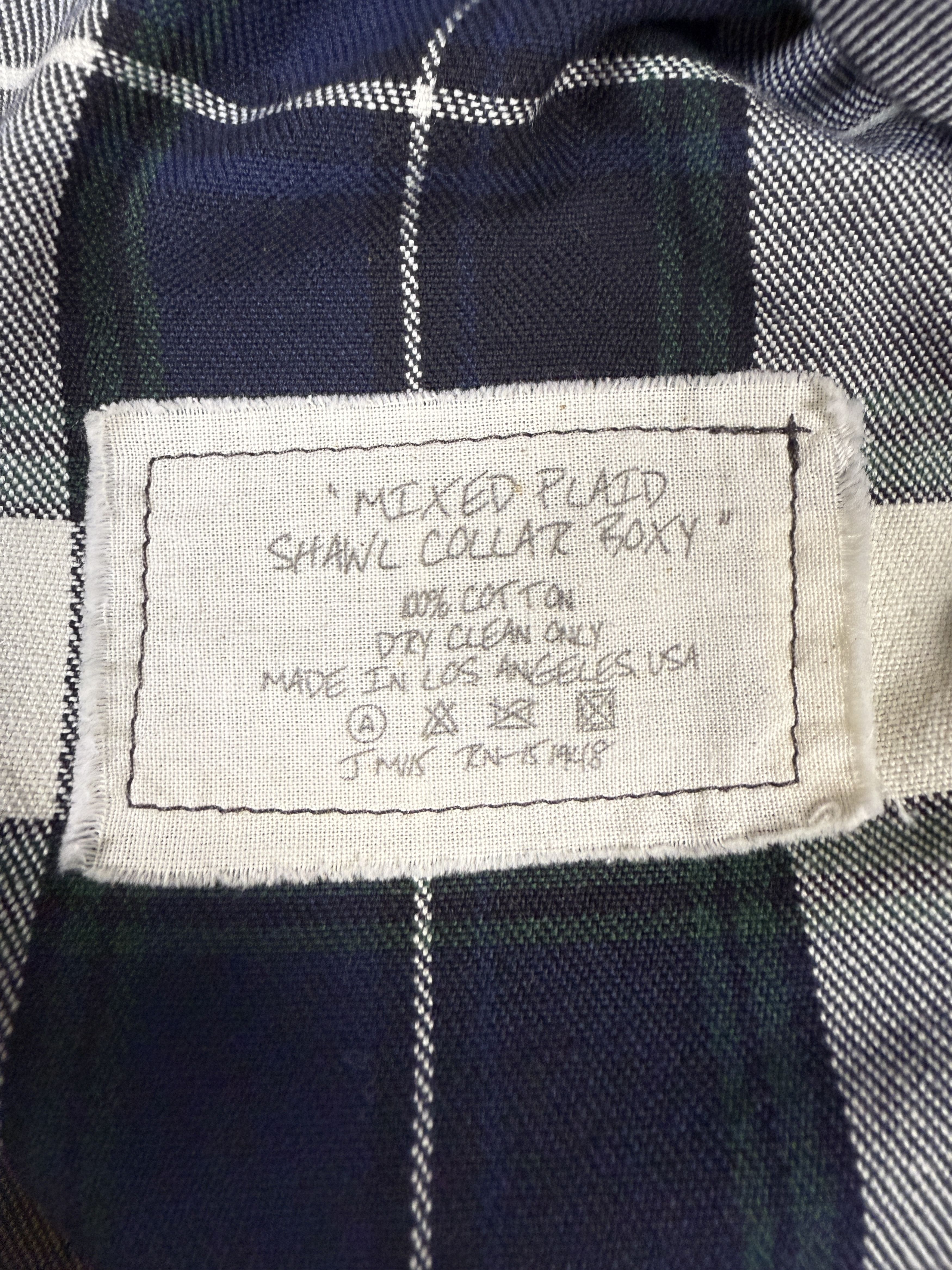 Greg Lauren $1050 Greg Lauren Mixed Plaid Shawl Collar Boxy Jacket Size US XL / EU 56 / 4 - 10 Thumbnail