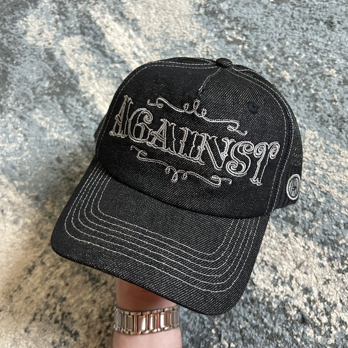 Vintage AGAiNST LAB MALAYSiA TATTOO DENiM TRUCKER CAP iNDiE SLEAZE Size ONE SIZE - 5 Thumbnail