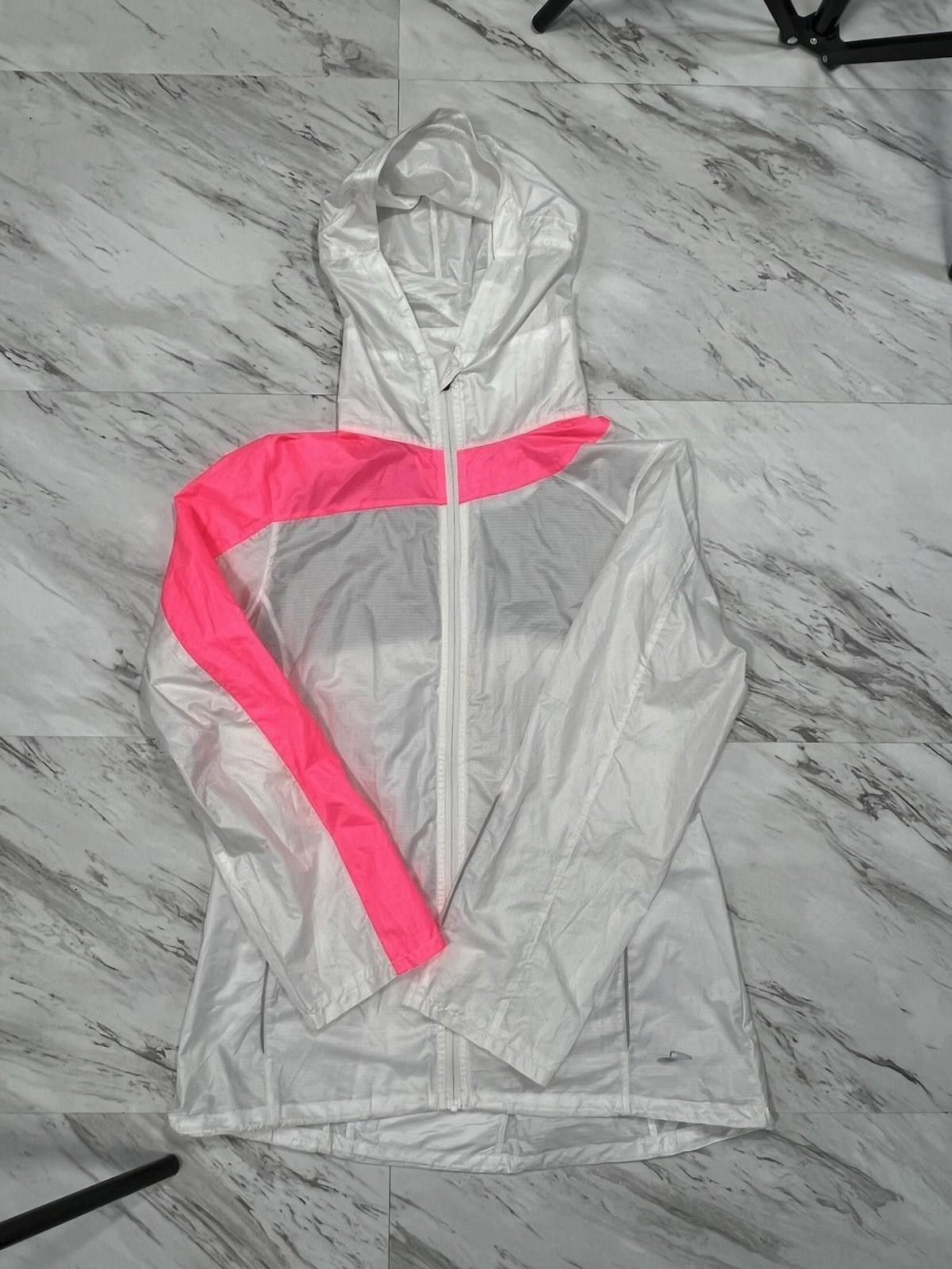 Other Brooks Womens Lightweight Hooded Windbreaker White Pink #8 Size S / US 4 / IT 40 - 1 Thumbnail