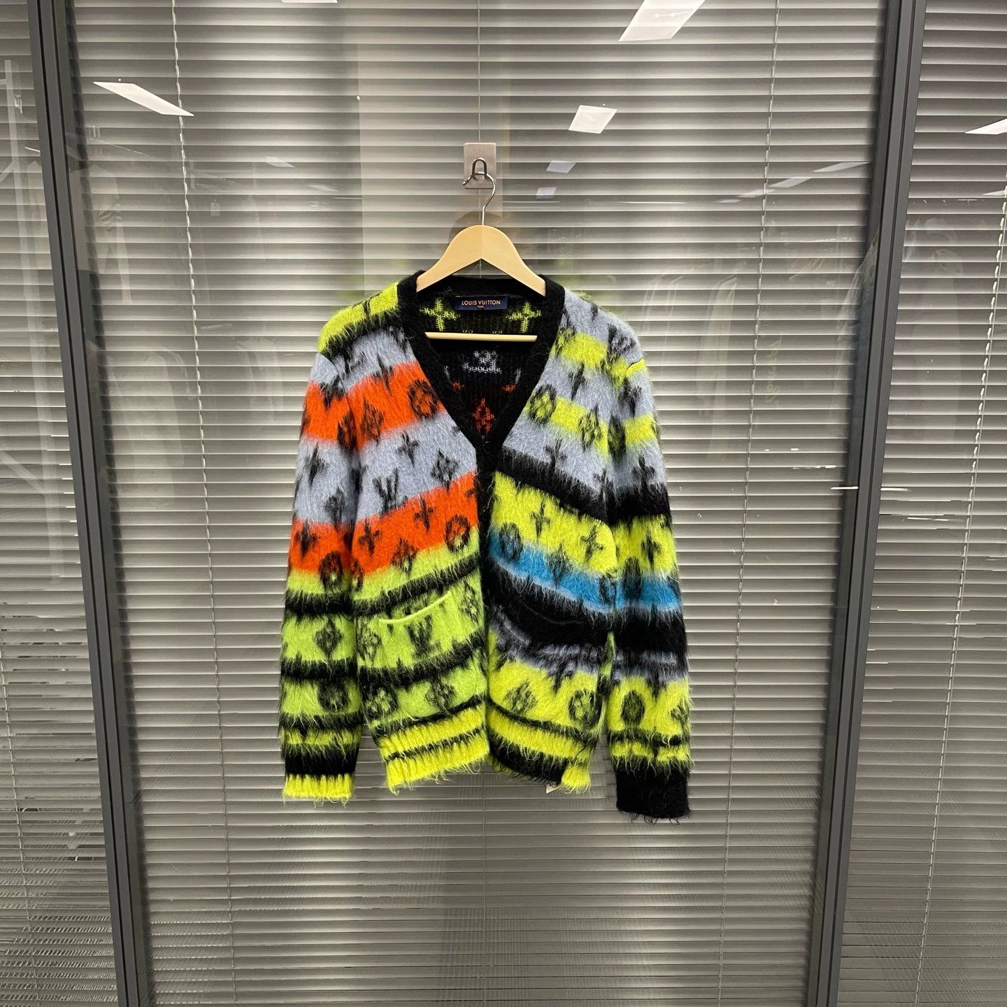 LV Mohair All Over Print Cardigan Size S New