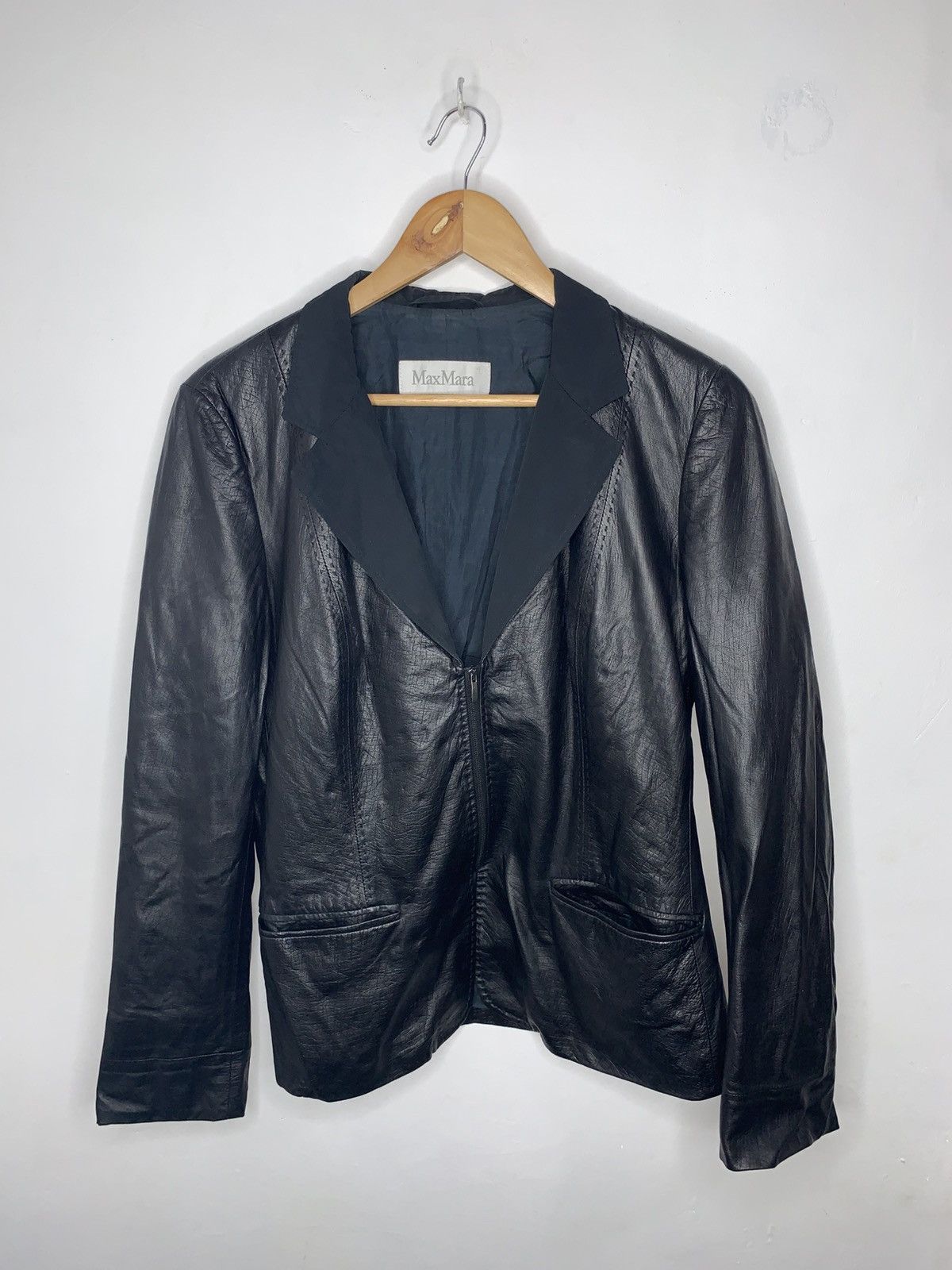 Max Mara Max Mara Leather Jacket Size L / US 10 / IT 46 - 1 Thumbnail
