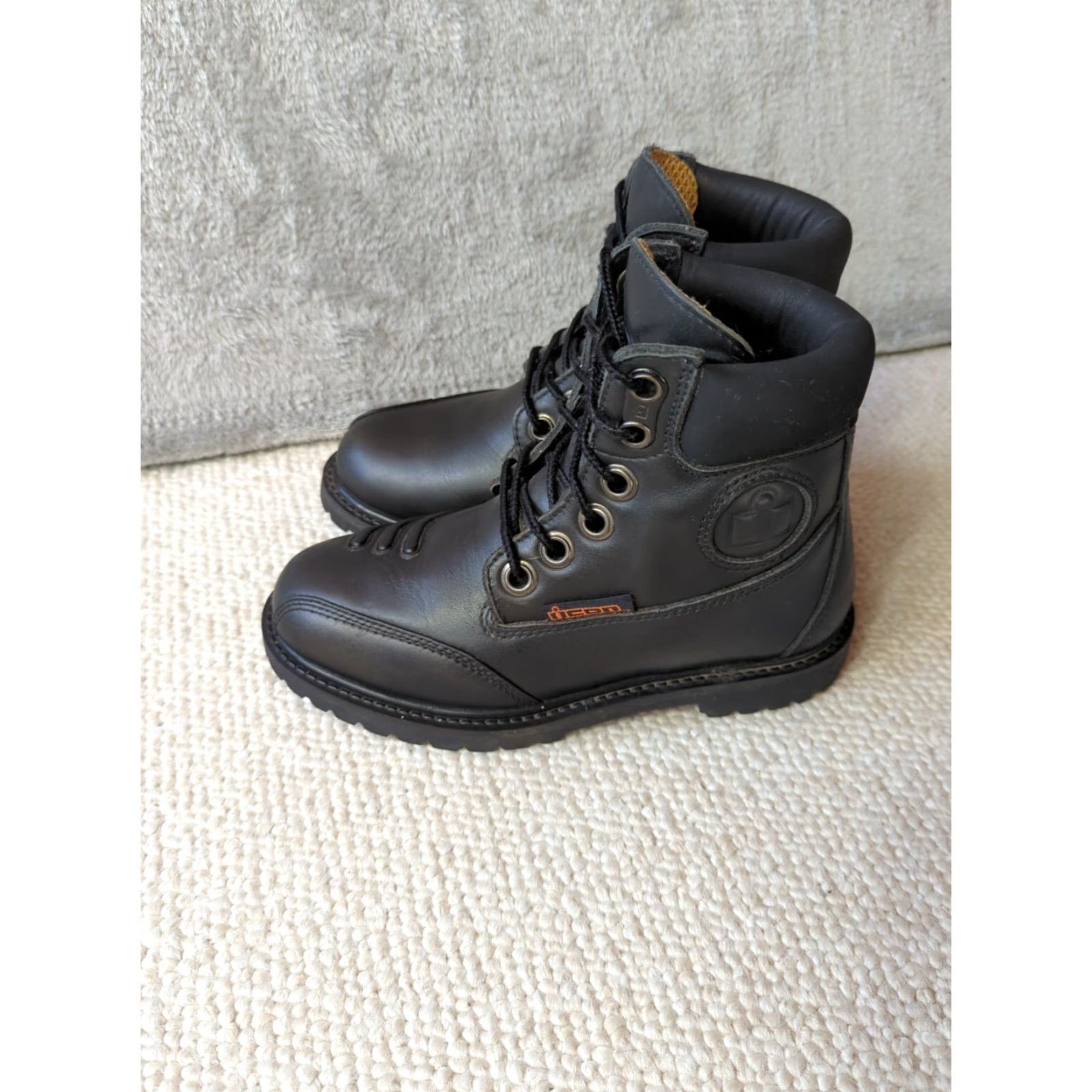 Vintage Icon 1000 Womens Boots Black Leather Ankle Round Toe Lace Up Motorcycle Gothic Grunge 5 US Womens Shoes Size 27" / US 4 / IT 40 - 5 Thumbnail
