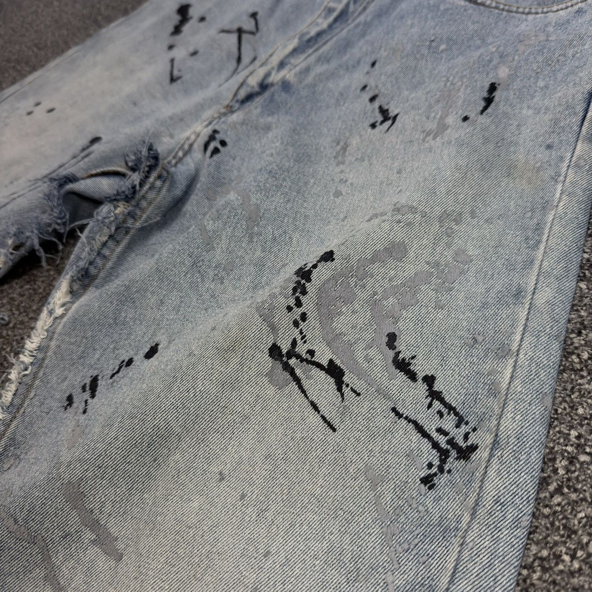 Hysteric Glamour Vintage 90s Japanese Crazy Distressed Splash Paint Denim Y2K Size US 29 - 4 Thumbnail