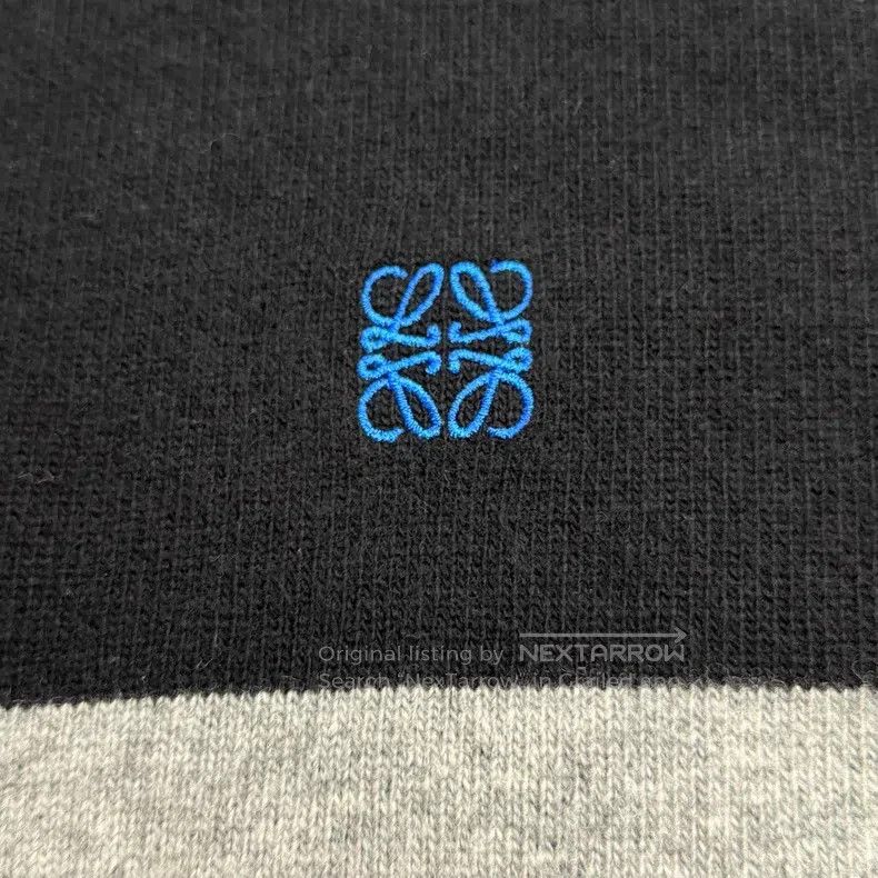 Loewe Loewe Black and grey wide striped embroidered logo wool sw Size L / US 10 / IT 46 - 7 Thumbnail