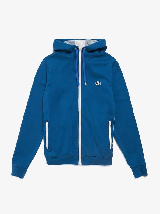 Gucci Blue And White Side Striped Zipped Cotton Hoodie | Grailed