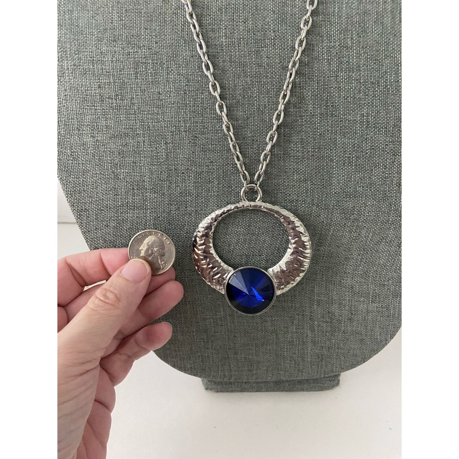 Other large glass pendant necklace silver tone Size ONE SIZE - 6 Thumbnail