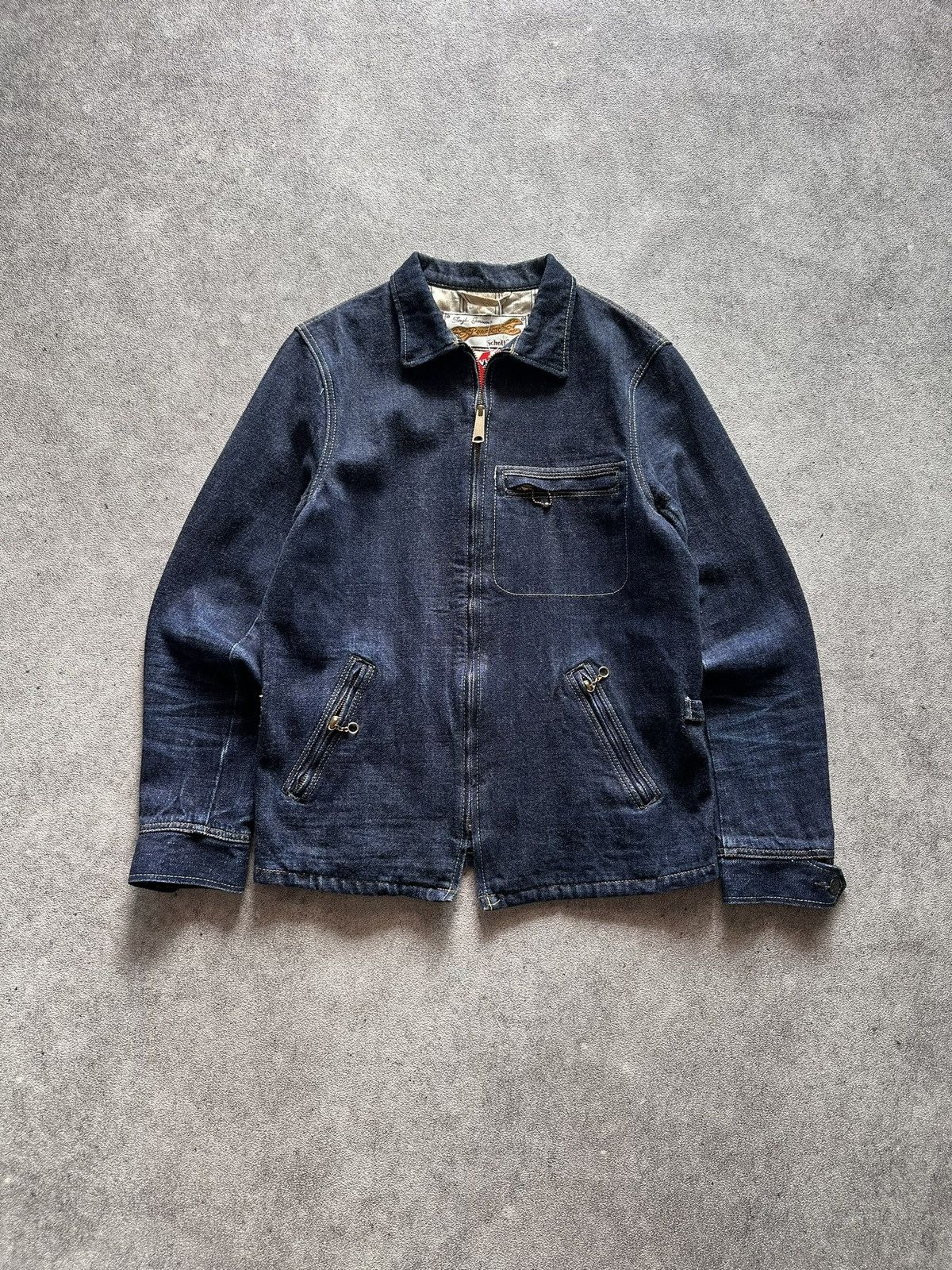 Schott 90s Perfecto by Schott Nyc Zip Up Selvedge Raw Denim Jacket Size US M / EU 48-50 / 2 - 1 Thumbnail