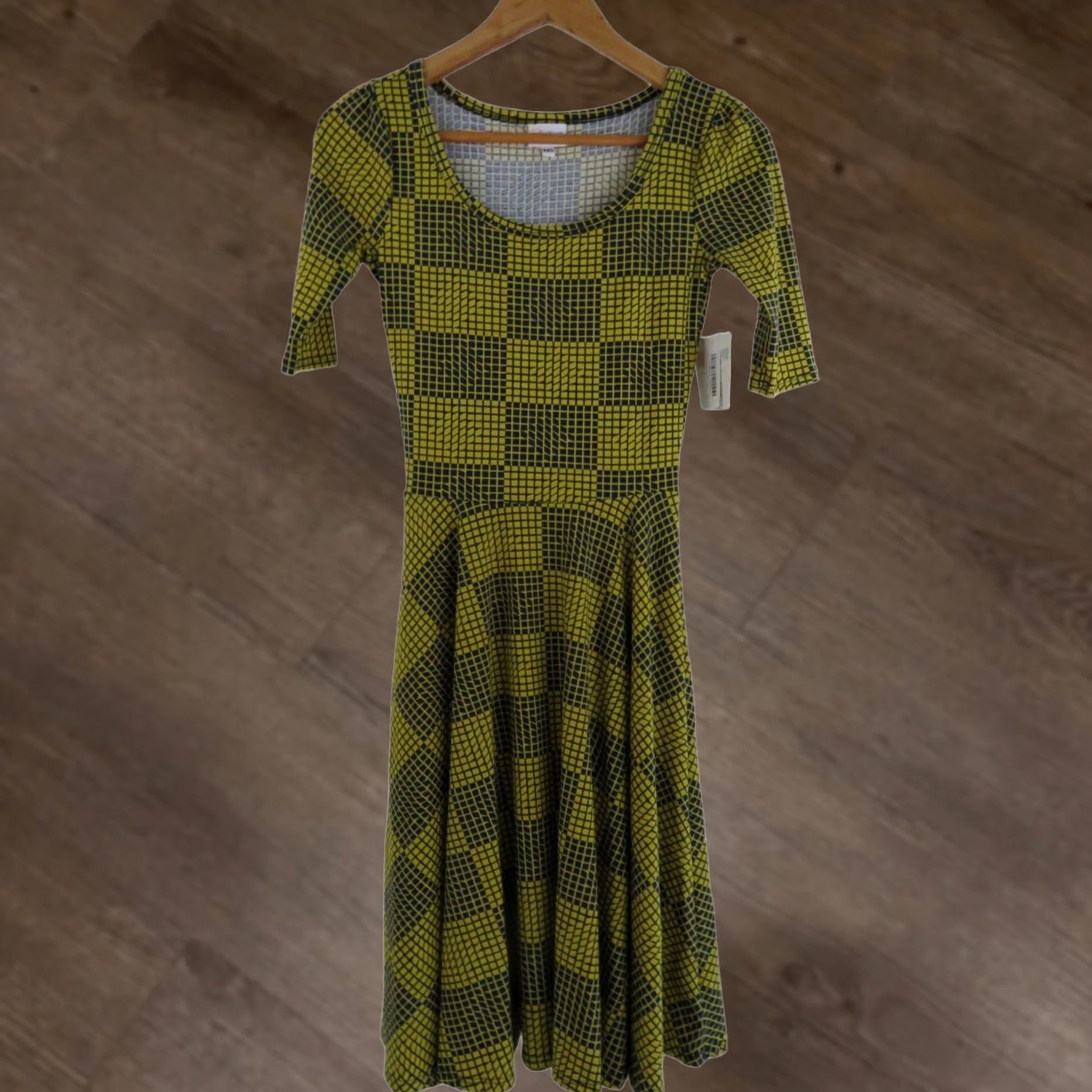 Vintage LuLaRoe Nicole Dress 2XS Blue Yellow Plaid Geometric Unicorn Fit & Flare Dress Womens 2XS Blue Yellow Plaid Geometric Unicorn 90s? Size XXS / US 00 / IT 34 - 1 Thumbnail