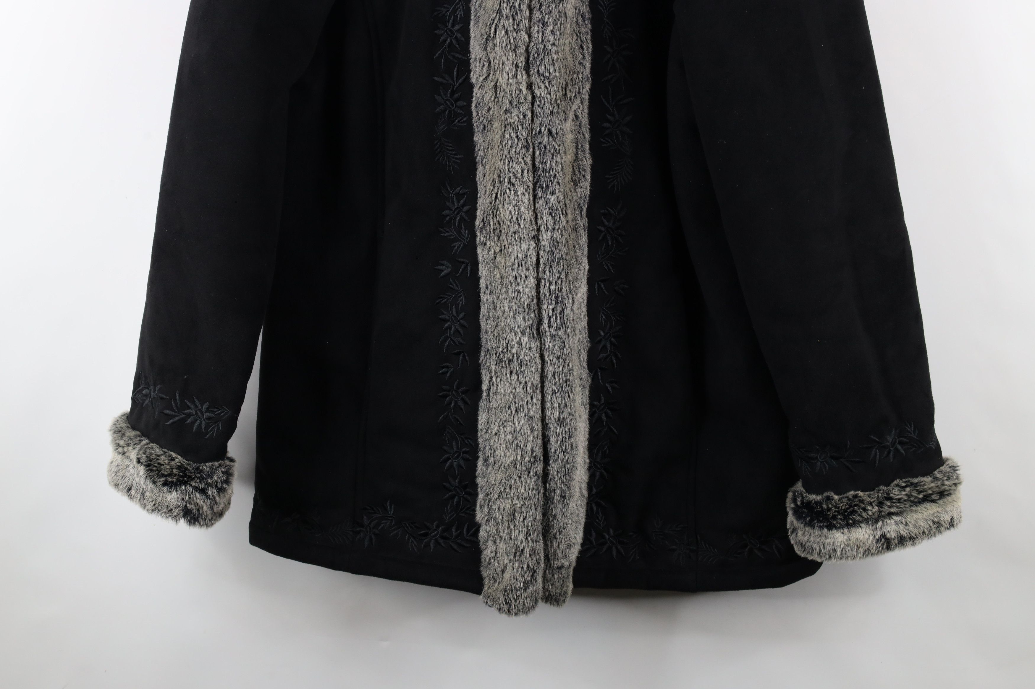 L.L. Bean × Vintage Vintage LL Bean Faux Fur Trim Penny Lane Jacket Coat Black Size M / US 6-8 / IT 42-44 - 3 Thumbnail