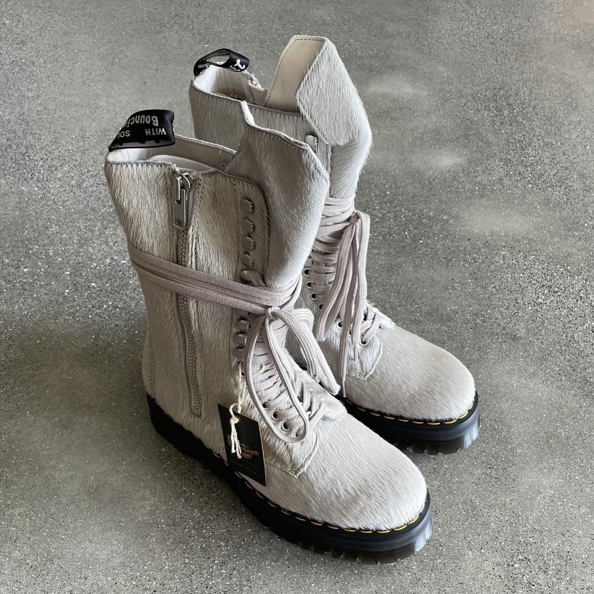 image of Dr Martens x Rick Owens Dr. Martens Leather Boots in Beige, Men's (Size 10)