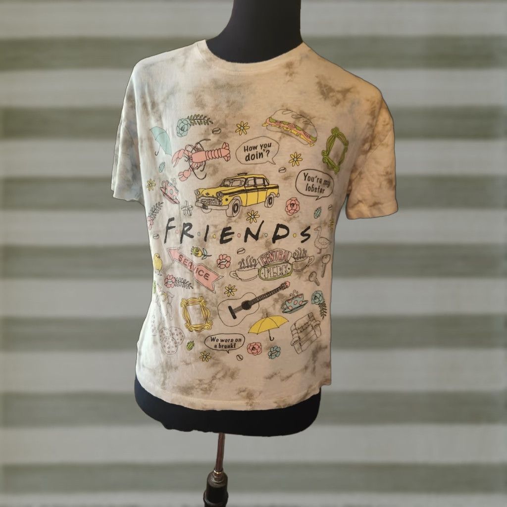 Vintage Friends Tie Dye How You Doin Central Perk T Shirt Womens Large Gray Crew Neck Short Sleeve 100% Cotton TV 90s Mens Womens Girls? Size L / US 10 / IT 46 - 1 Thumbnail
