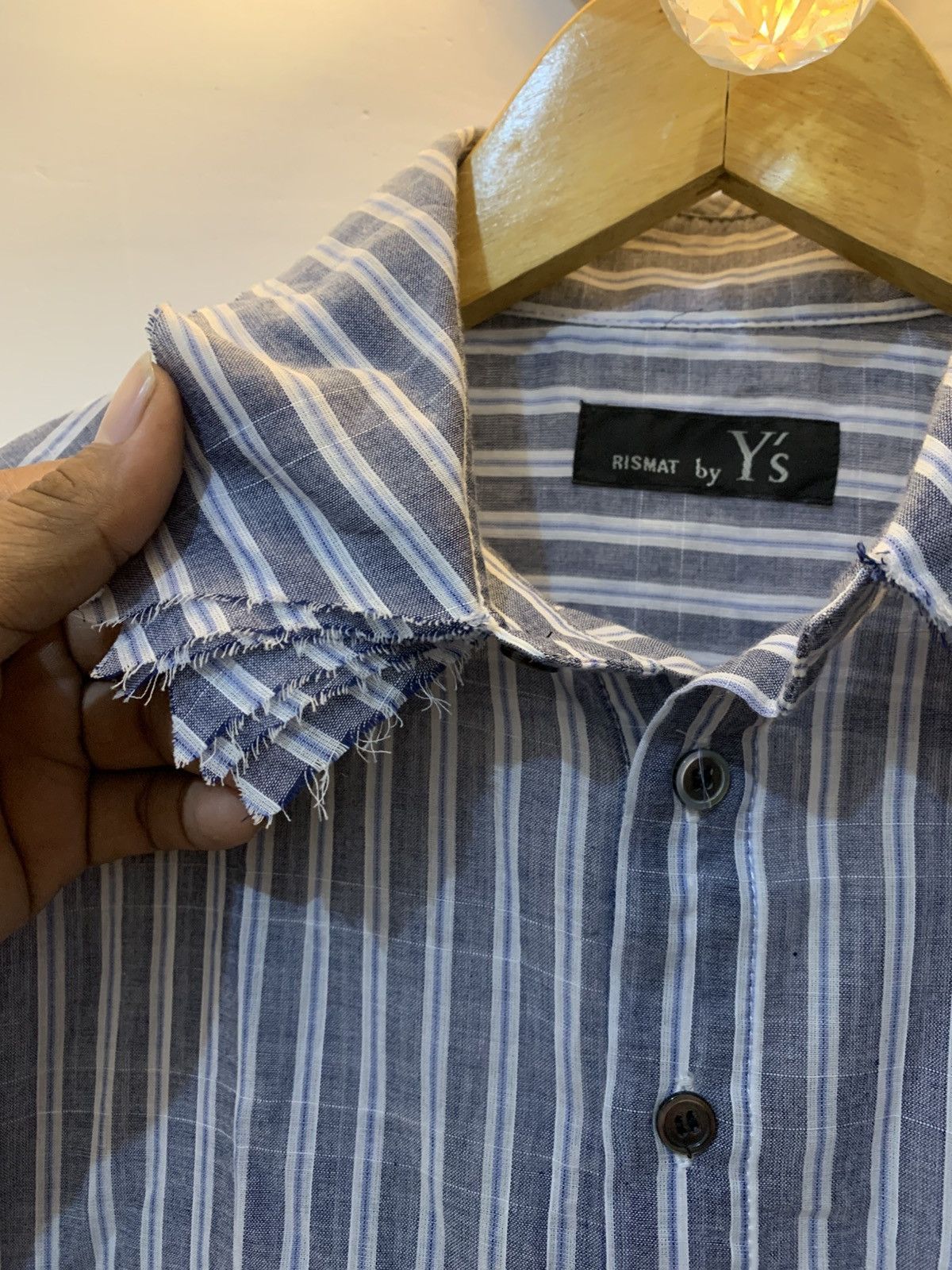 Yohji Yamamoto Yohji Yamamoto • Semi-Sheer Striped Shirt Asymmetric Collar Size US S / EU 44-46 / 1 - 6 Thumbnail