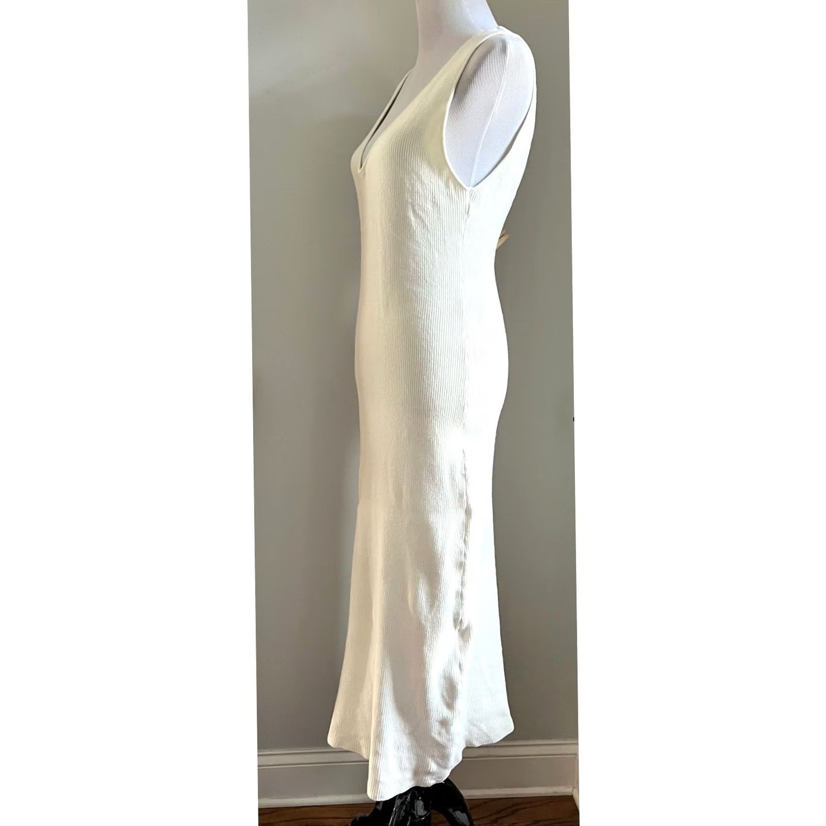 Free People VINTAGE FP BEACH Sweater Dress Daniela Low Back Ivory Cream Ribbed L Sleeveless Midi Womens Size L / US 10 / IT 46 - 7 Thumbnail