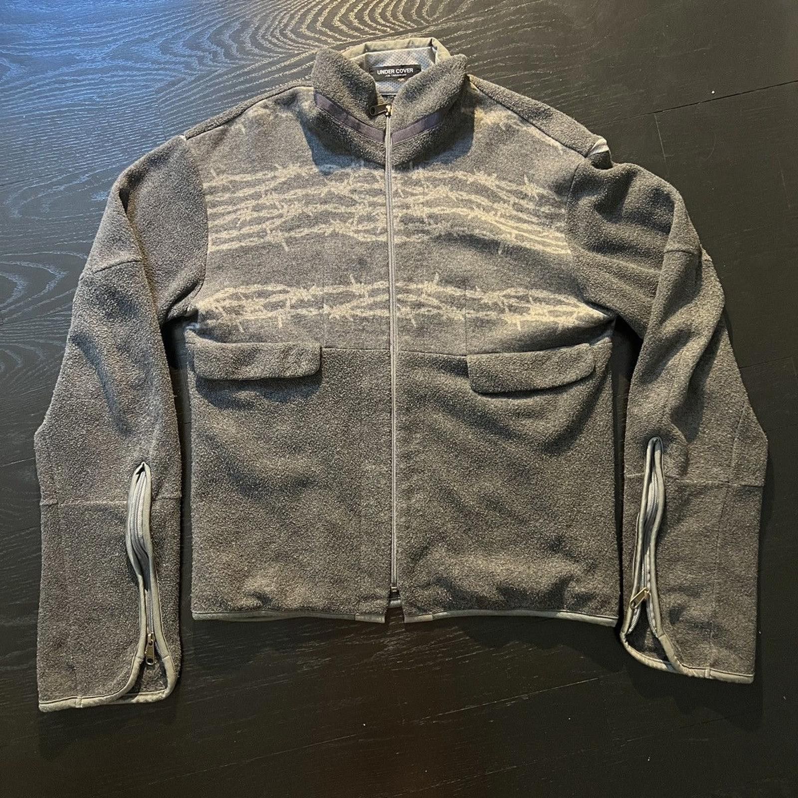 Undercover AW 1996 Undercover Grey Barbed Wire Fleece Jacket Size US L / EU 52-54 / 3 - 1 Thumbnail