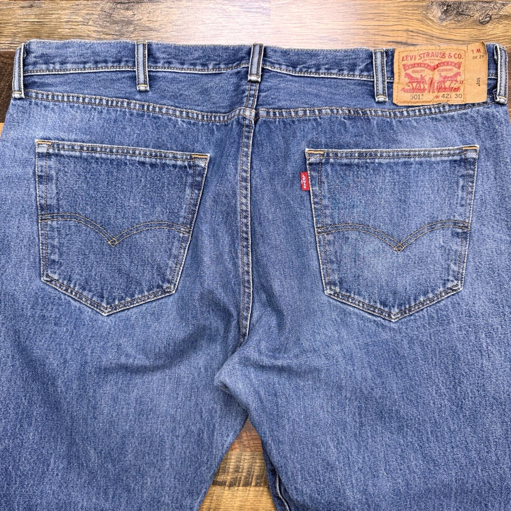 Levi's Levi's 501 Jeans Mens 42x30 Blue Button Fly Straight Regular 5-Pocket Denim Cotton Size US 42 / EU 58 - 6 Thumbnail