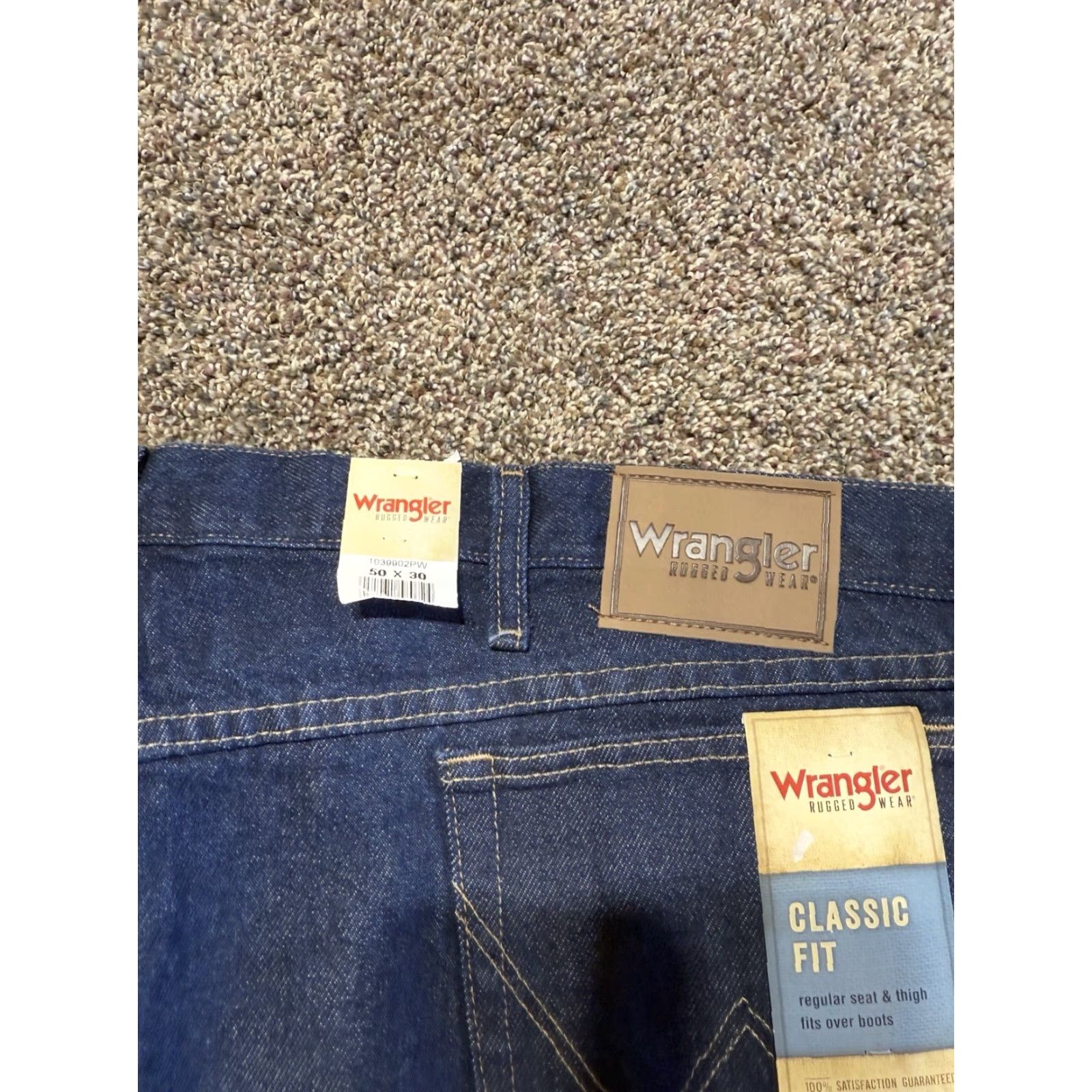 Wrangler Wrangler Rugged Wear Jeans Men 50 Blue Denim Bootcut 50X30 NEW Relaxed 5-Pocket Cotton Mens Size US 34 / EU 50 - 4 Thumbnail