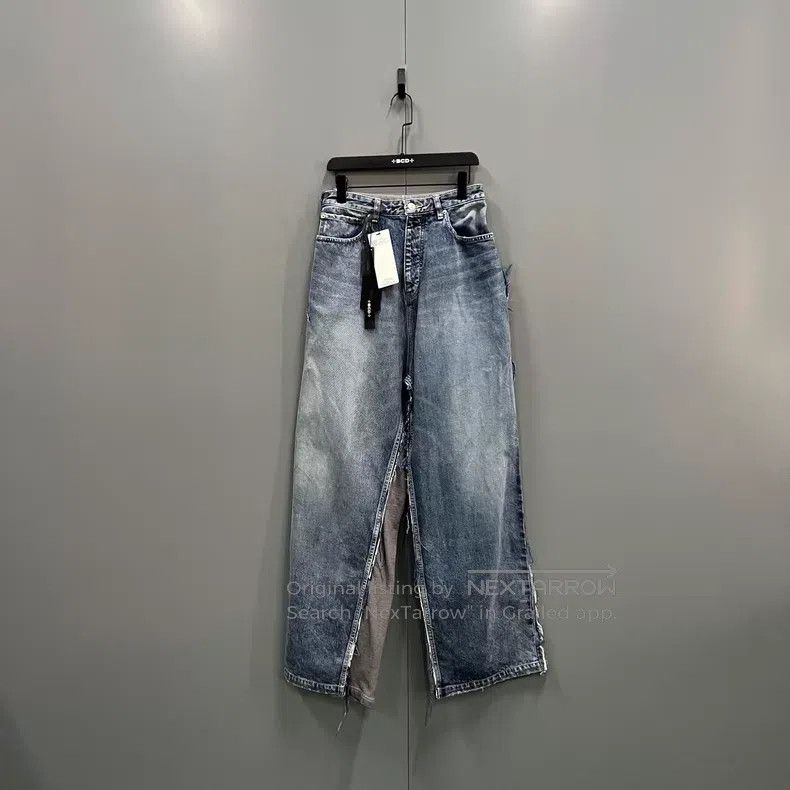 Balenciaga Balenciaga size XS Patchwork Distressed Denim Wide Leg Pan Size US 27 - 1 Thumbnail