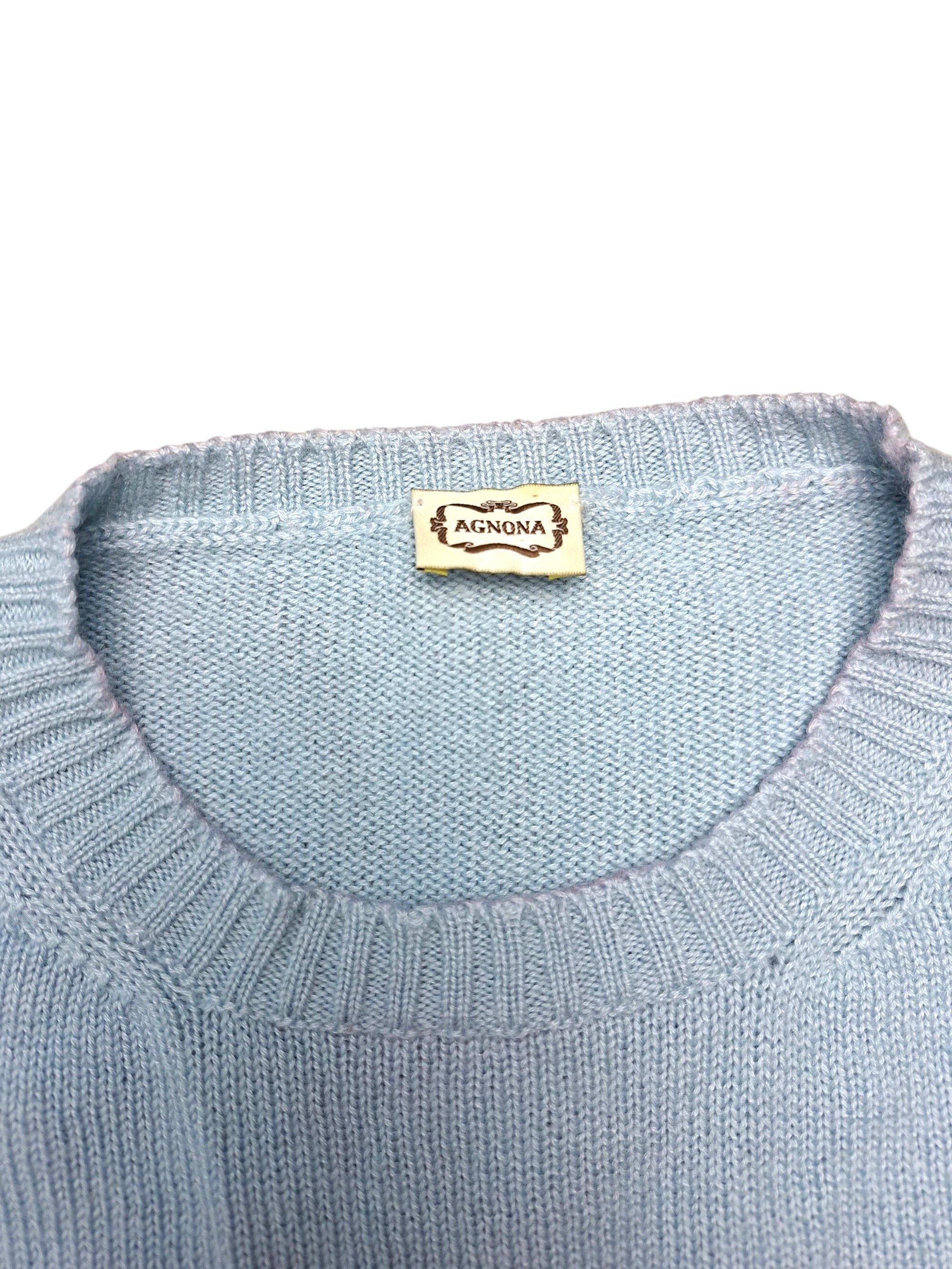 Agnona AGNONA Cashmere Silk Knit Sweater Ice Blue 48 Medium Luxury Size US M / EU 48-50 / 2 - 2 Thumbnail