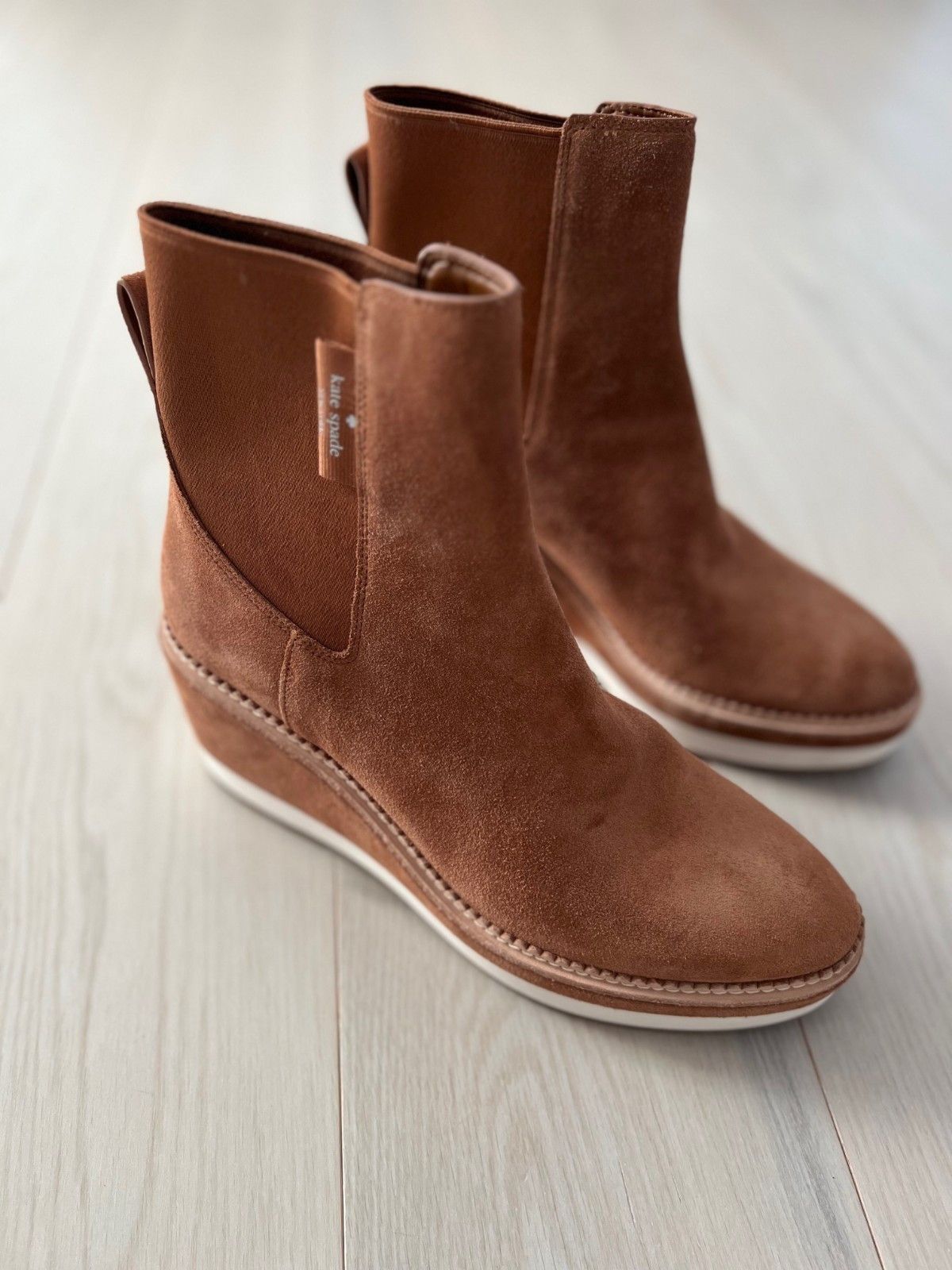 Kate Spade Kate Spade Addison Wedge Suede Booties in Tan ( 10 ) Size US 10 / IT 40 - 4 Thumbnail