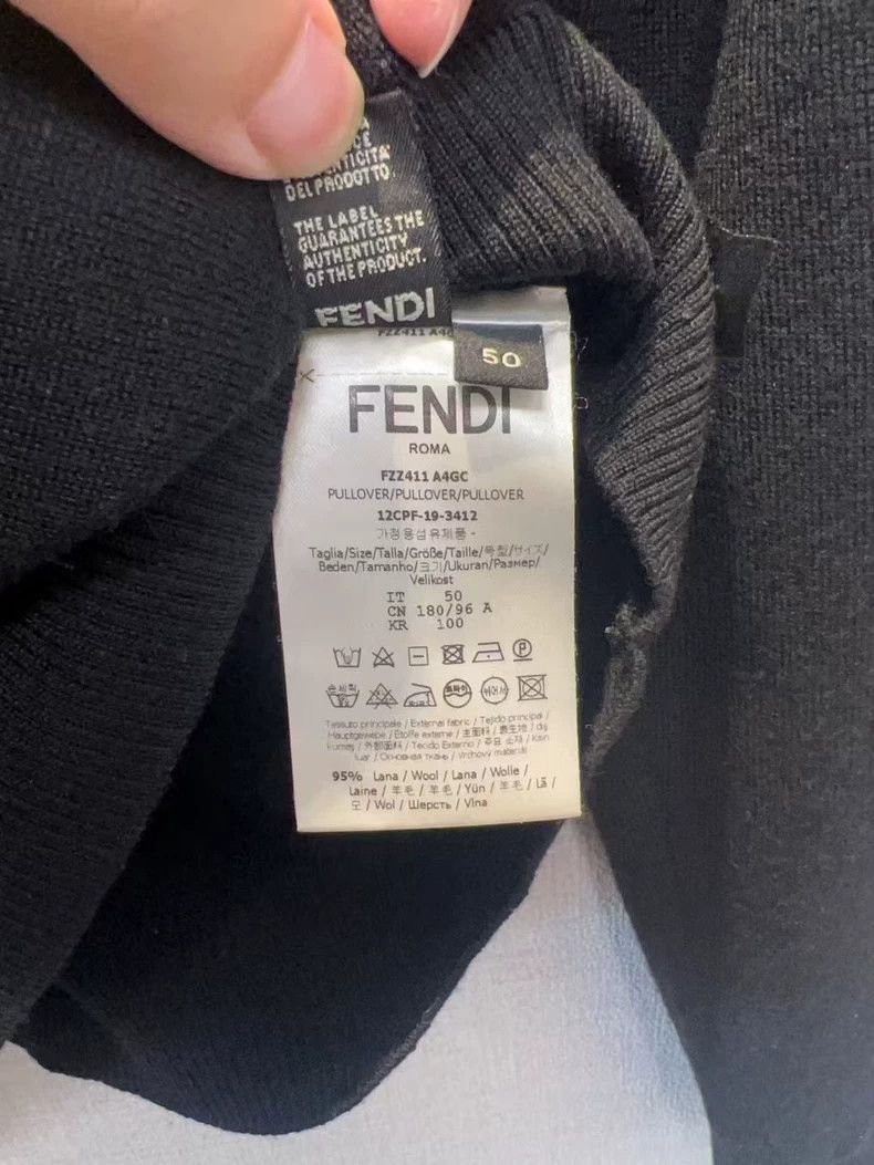 Fendi Fendi Black Wool Long Sleeve Knit Sweater Size US L / EU 52-54 / 3 - 3 Thumbnail