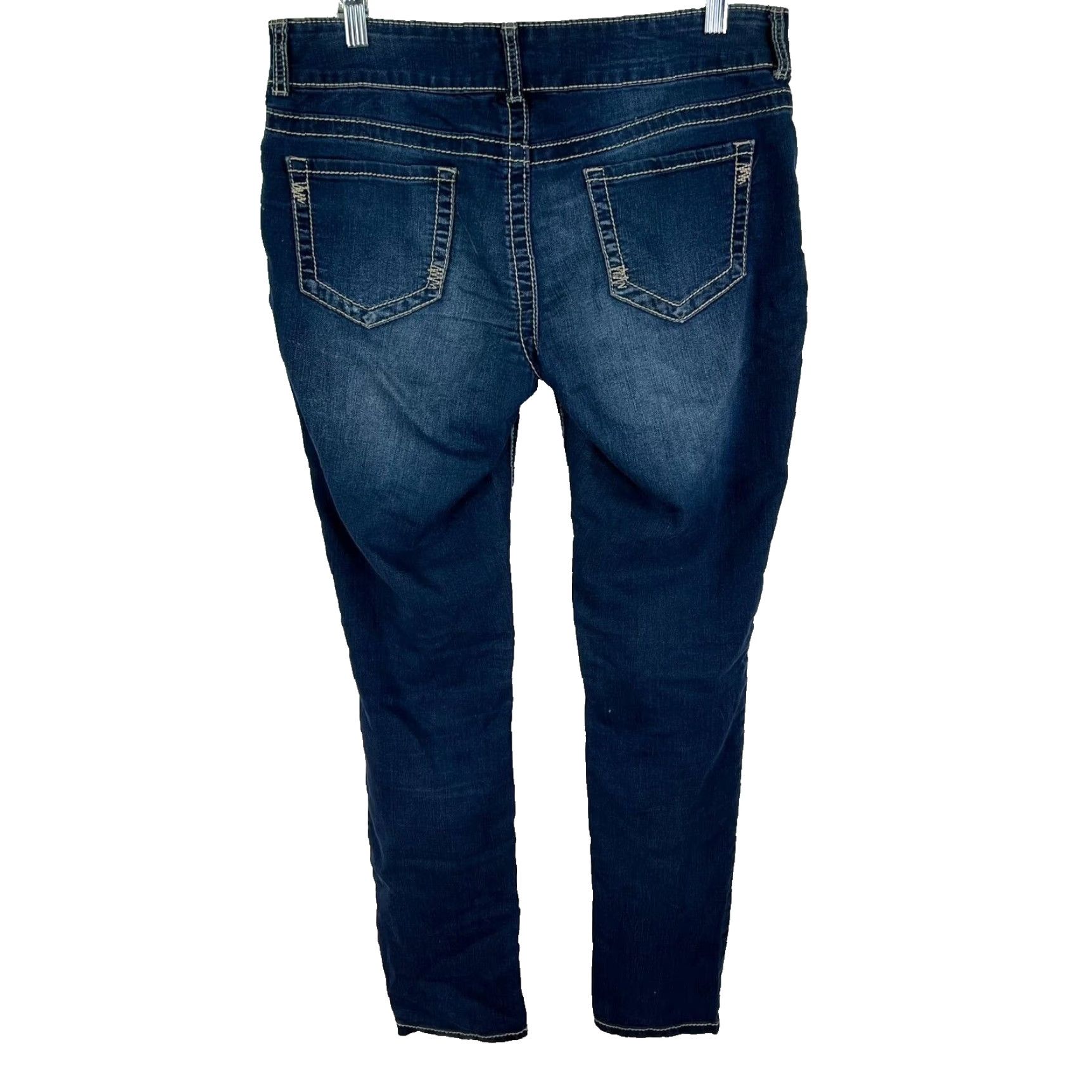Vintage Maurice's Distressed Skinny Jeans Blue Denim 5-Pocket Womens Size M Regular 34x33 City 90s Bohemian Size 32" / US 10 / IT 46 - 7 Thumbnail