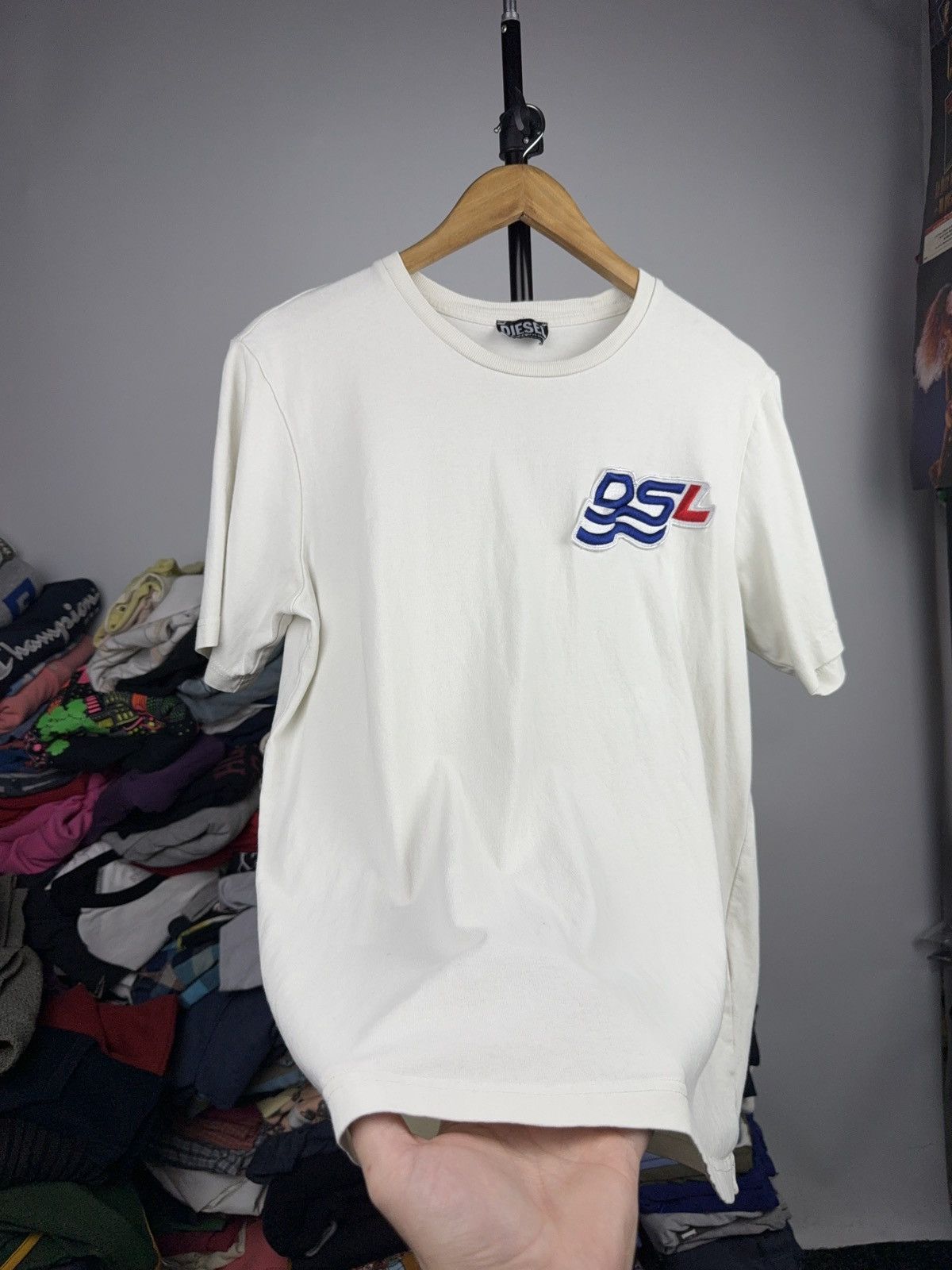 Diesel Luxury Diesel DSL Logo Patch White Tee Vintage Style Size US L / EU 52-54 / 3 - 7 Thumbnail