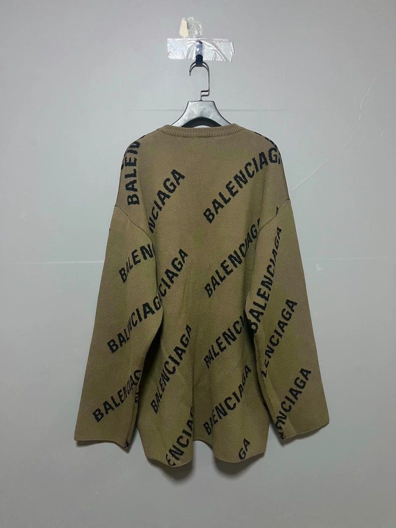 Balenciaga Balenciaga Balenciaga Logo Knit Sweater in Khaki-2506 Size US M / EU 48-50 / 2 - 2 Thumbnail