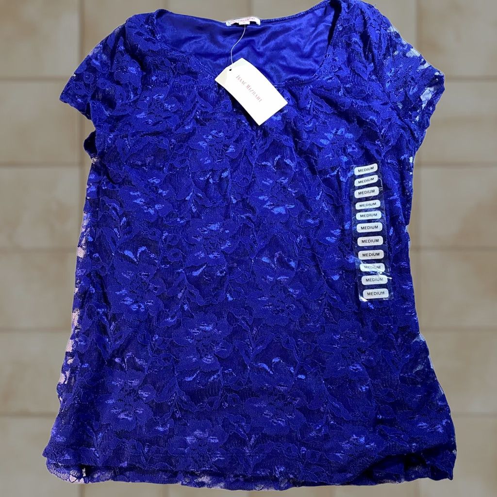 Isaac Mizrahi Isaac Mizrahi Top Women's M Floral Lace Blue Size M / US 6-8 / IT 42-44 - 1 Thumbnail