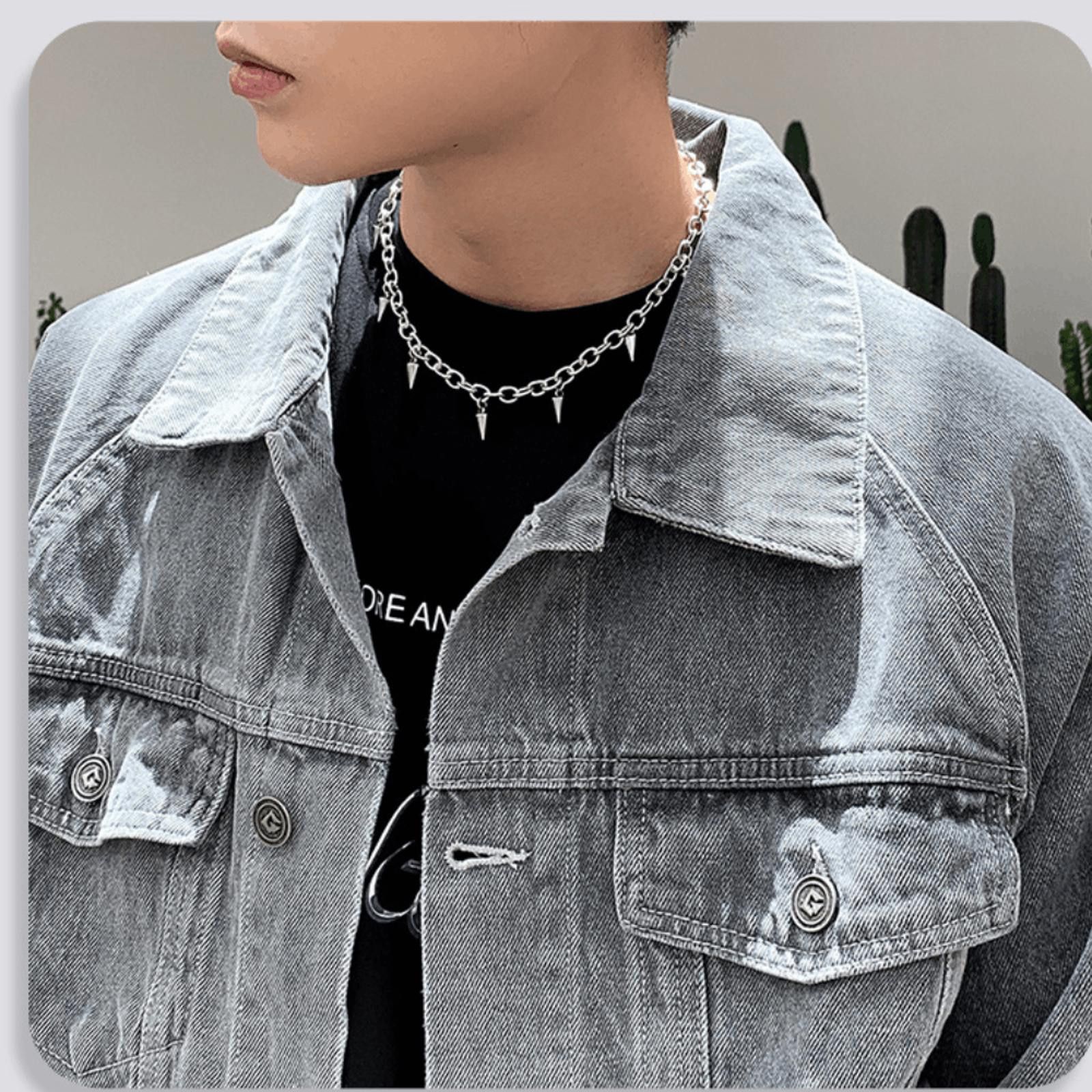 Jewelry Spiked Rivet Chain Necklace Choker Size ONE SIZE - 1 Thumbnail
