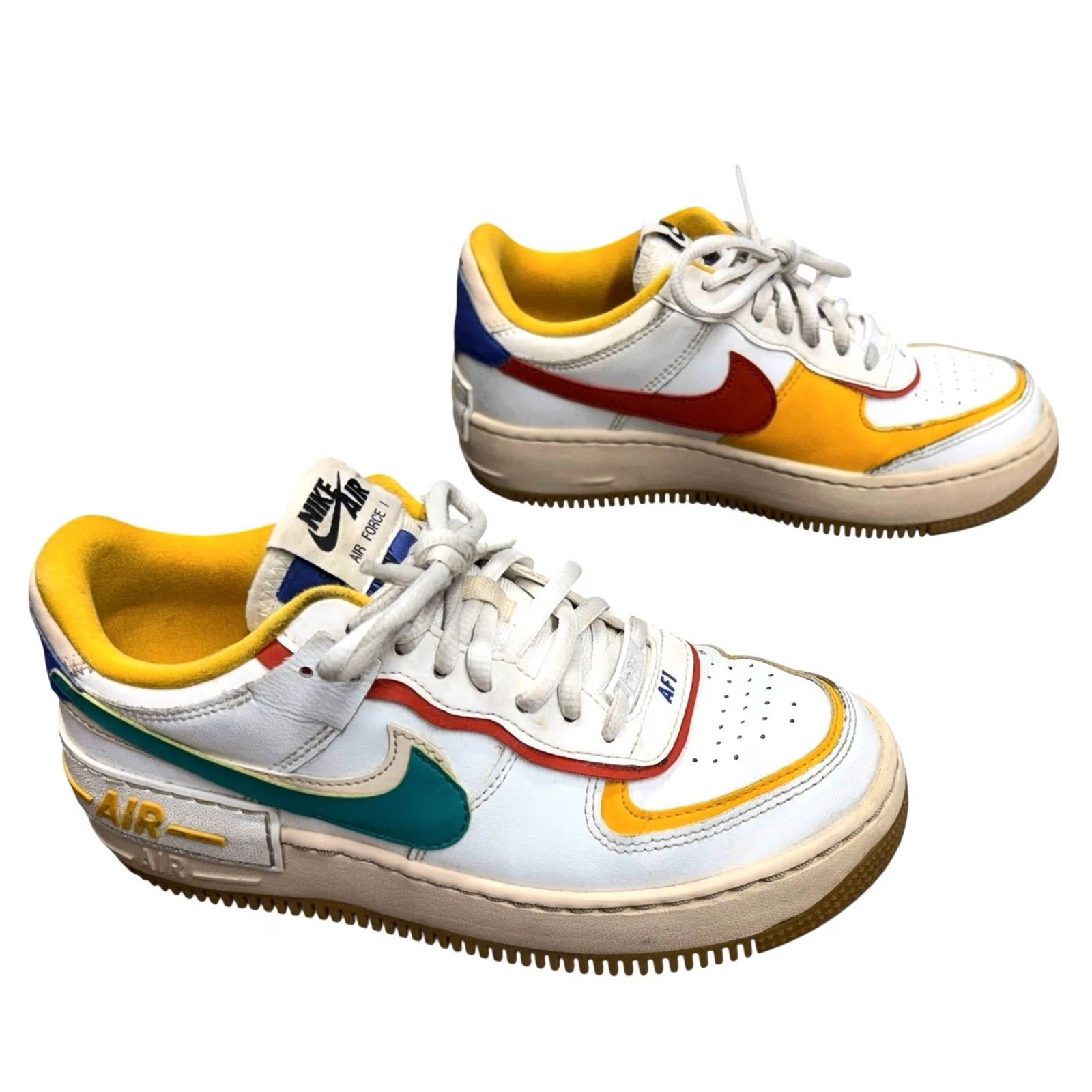 Nike NIKE AIR FORCE 1 SHADOW SUMMIT WHITE-NEPTUNE GREEN SZ 6.5 Mens Nike Air Force One Leather Low Top Sneaker CI0919-118 Size US 7 / EU 40 - 3 Thumbnail