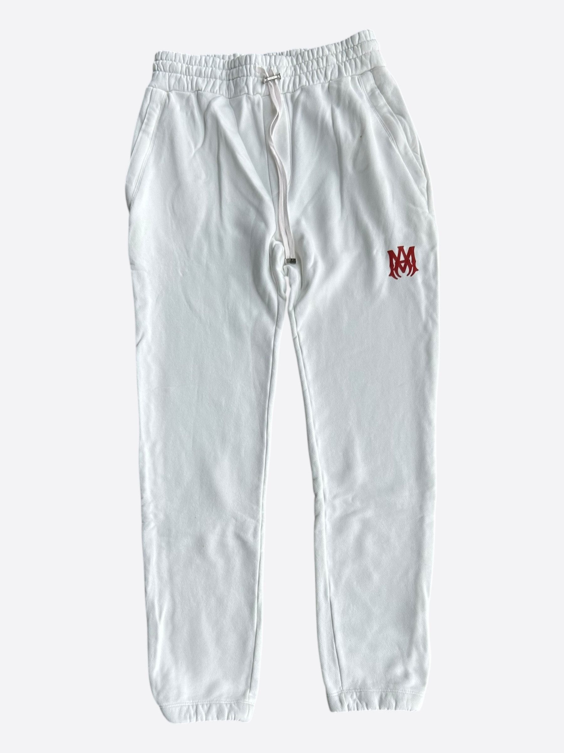 Amiri Amiri White & Red MA Logo Sweatpants Size US 30 / EU 46 - 1 Thumbnail