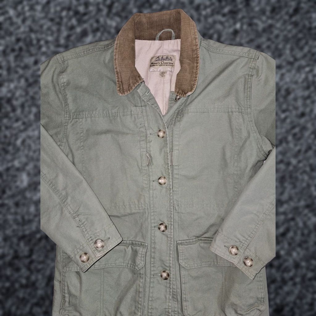 Vintage VINTAGE Cabela's Chore Coat Jacket Womens M Green Canvas Lined Corduroy Collar Size M / US 6-8 / IT 42-44 - 1 Thumbnail