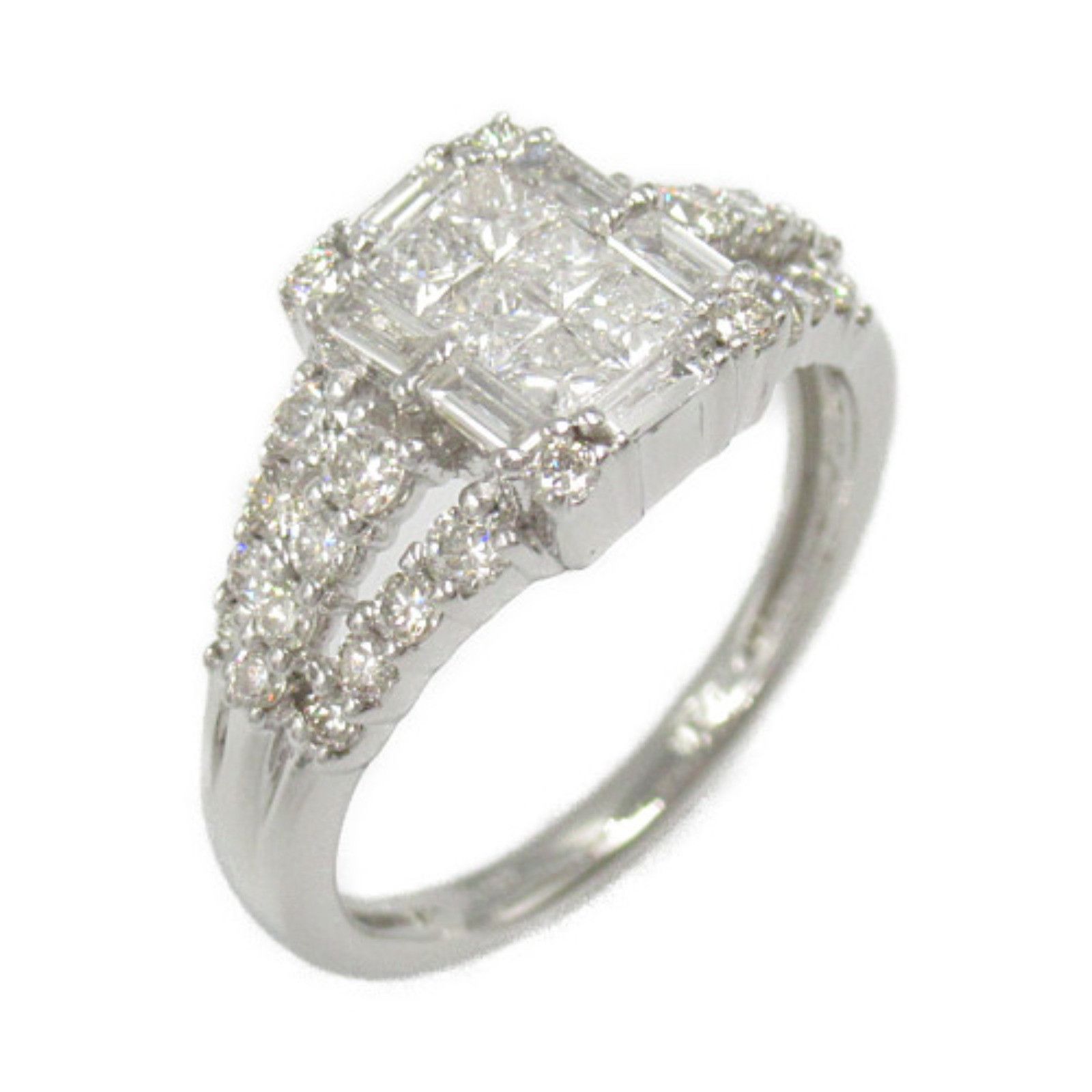 Other Other Platinum Diamond Ring Metal Ring in Great Condition Size ONE SIZE - 1 Thumbnail