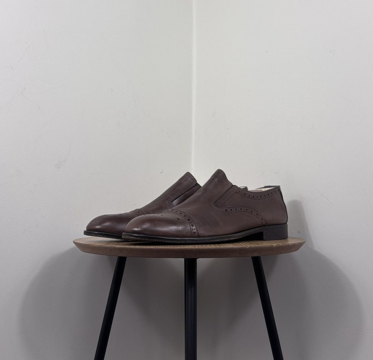 Baldinini Baldinini Men’s Brown Leather Cap Toe Slip On Dress Shoes Size US 12 / EU 45 - 9 Thumbnail