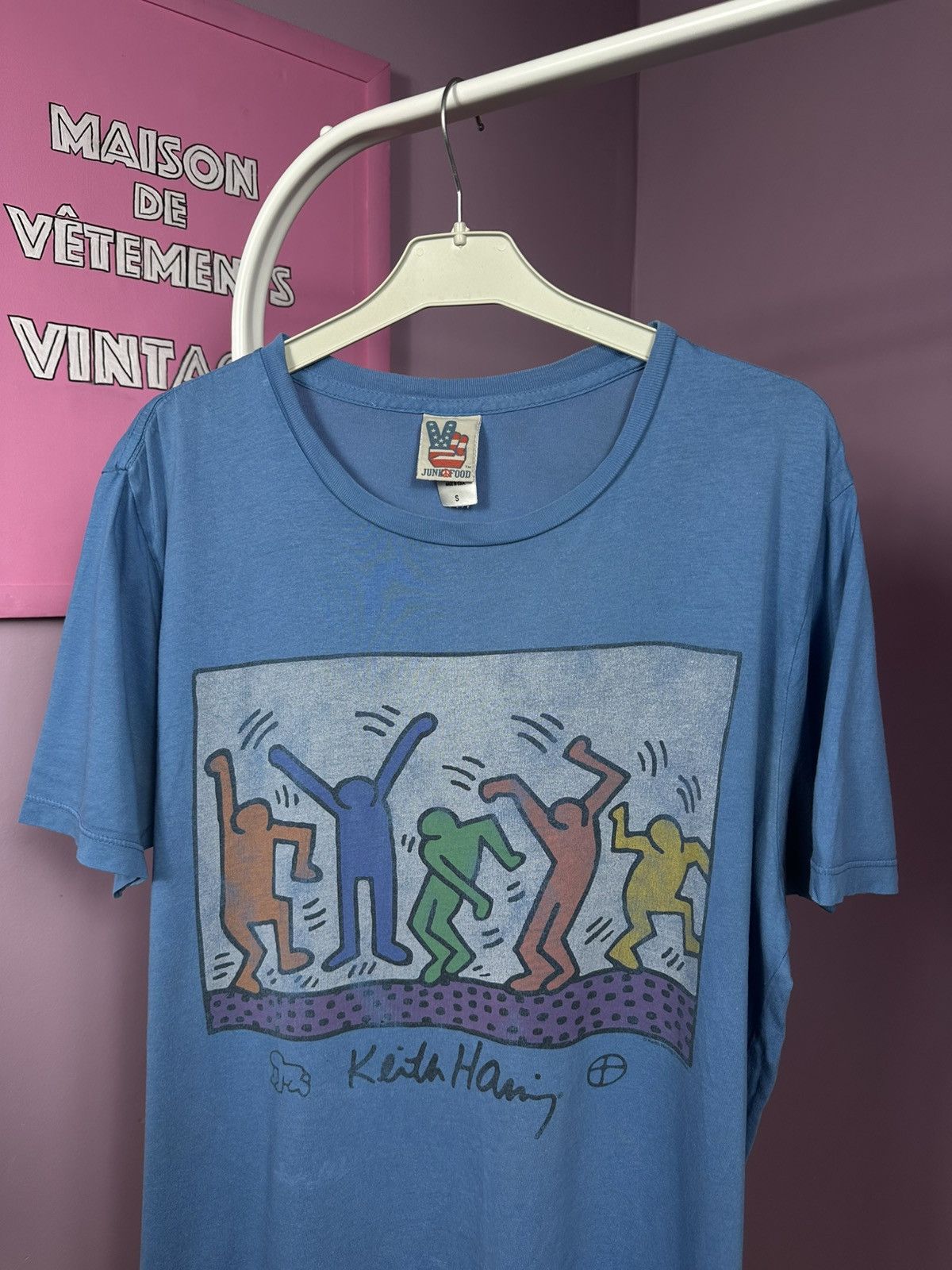Junk Food Vintage Junk Food Keith Haring Dance Art T-Shirt Blue Logo Size US S / EU 44-46 / 1 - 3 Thumbnail