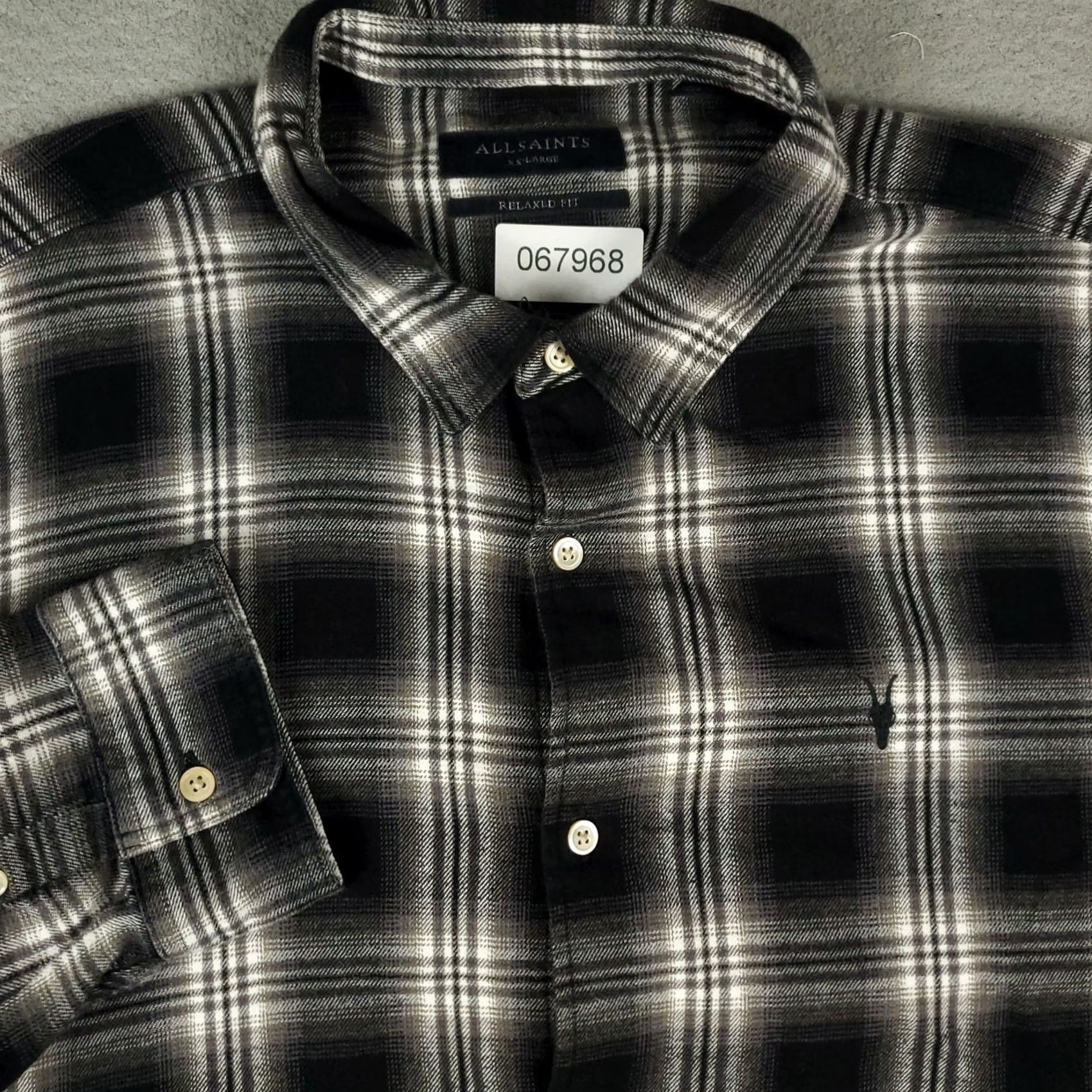 Allsaints Allsaints Shirt Mens 2XL Gray Plaid Flannel Button Up Long Sleeve Casual Dress Shirt Size US XXL / EU 58 / 5 - 2 Thumbnail