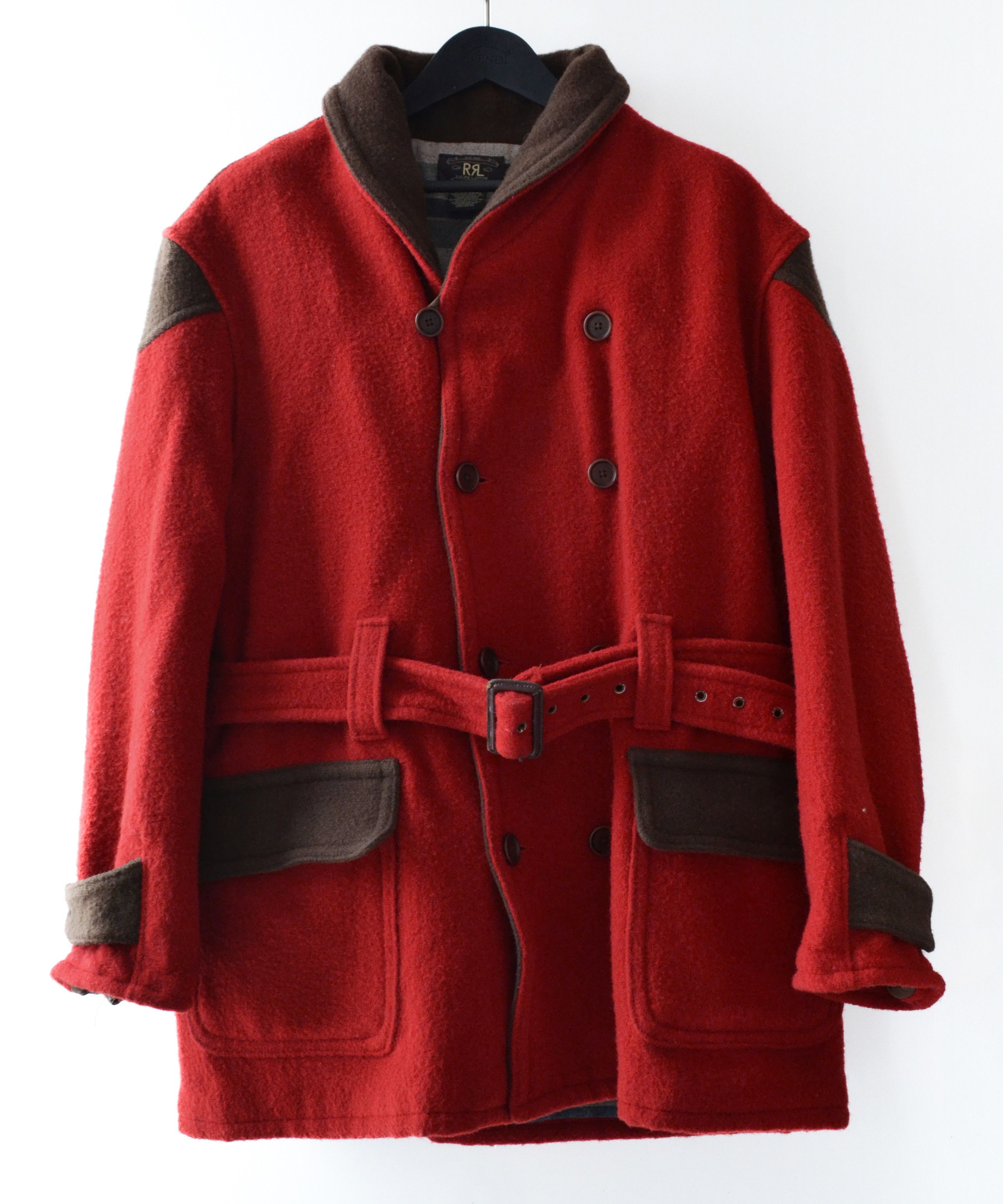 RRL Ralph Lauren DOUBLE RL Coat Heavy Jacket Peacoat Red Wool Belt XL Size US XL / EU 56 / 4 - 2 Thumbnail