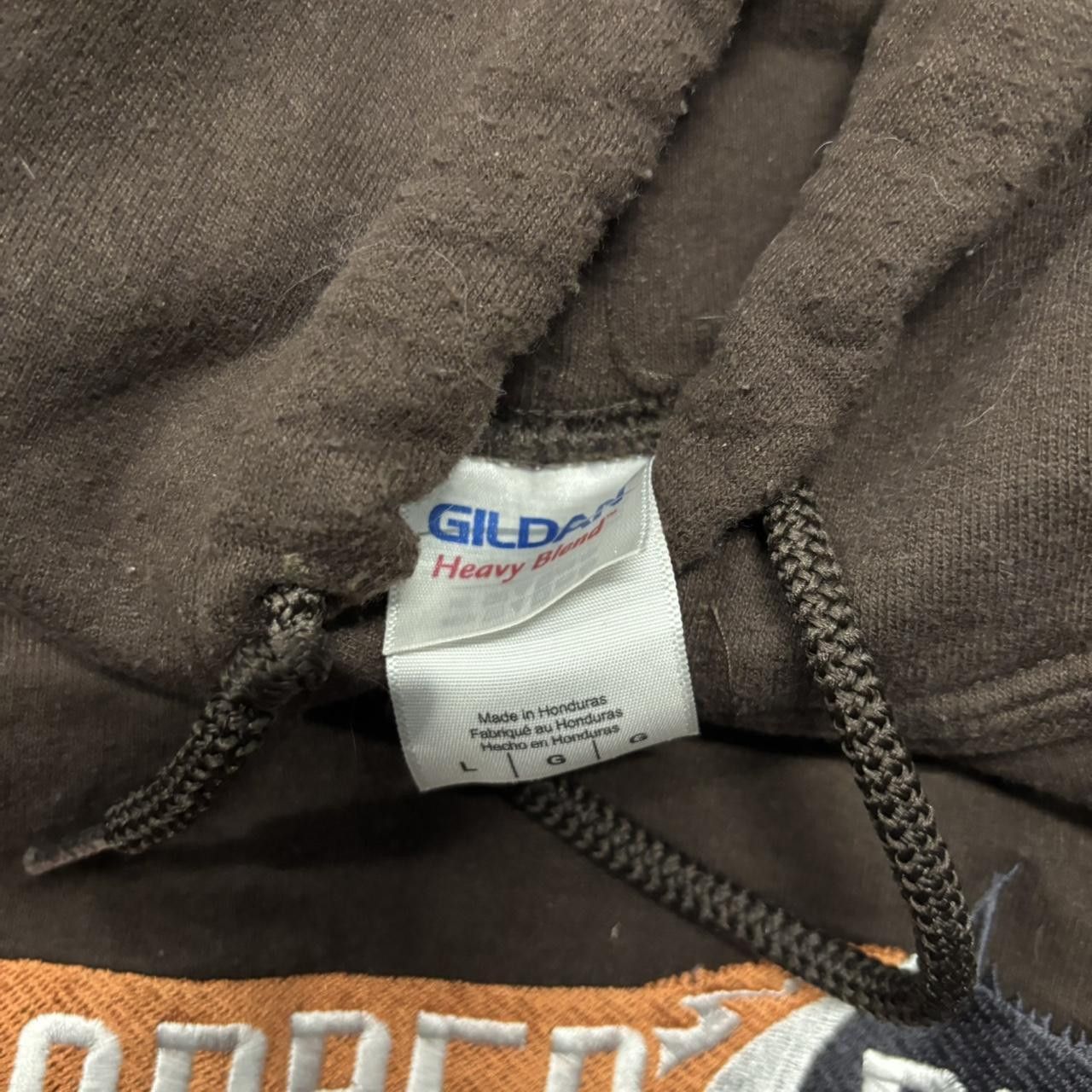 Japanese Brand × Vintage Crazy Vintage Y2K/2000s Brown Embroidered Streetwear Essential Hoodie! Size US L / EU 52-54 / 3 - 6 Thumbnail