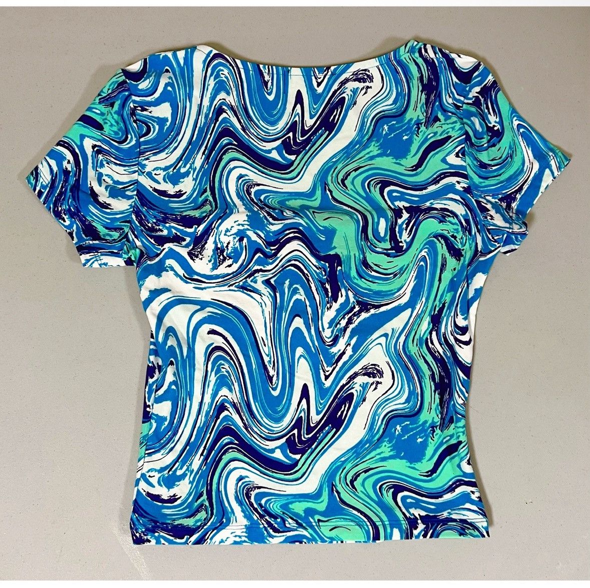 Japanese Brand Blue White Swirl Print Lace-Up Top Shirt Blouse Tee Size S🩵💙 Size S / US 4 / IT 40 - 5 Thumbnail
